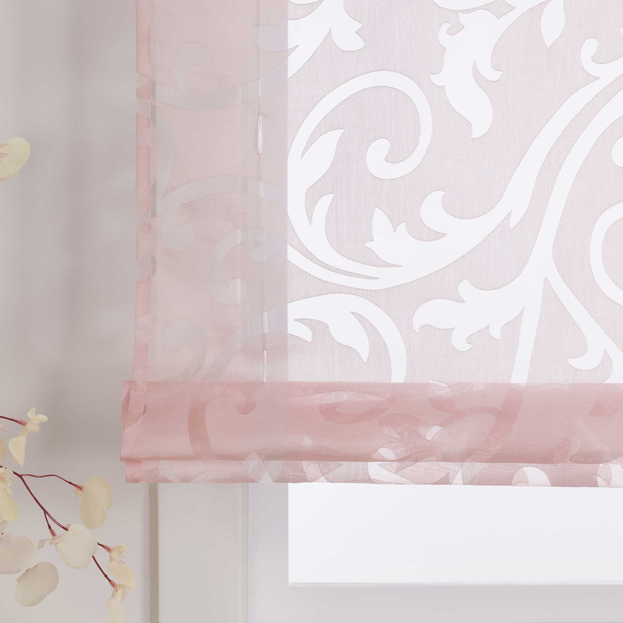 Transparente Schlaufengardine mit Blumenmuster Café Fenstergardine Raffrollos 1 Stück