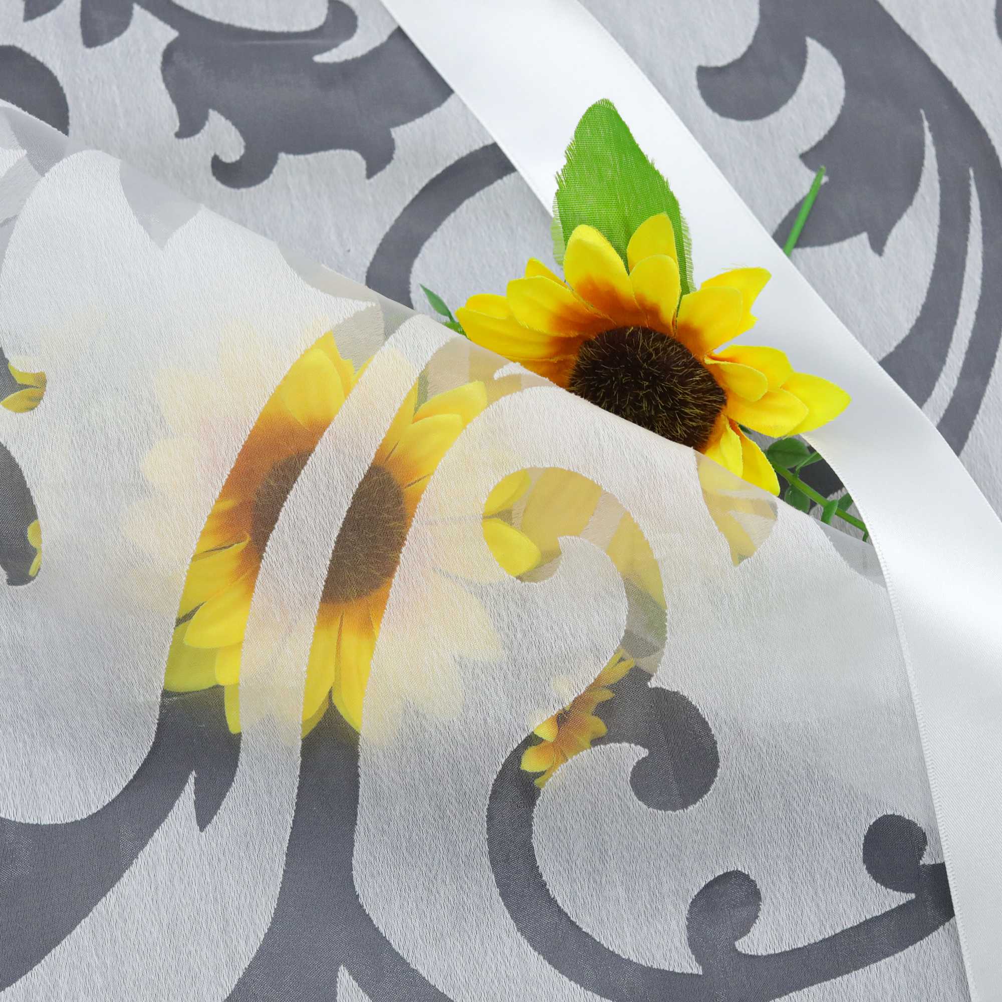 Raffrollo durch Tunnelzug romantische Rollo mit floralem Muster transparentes Vorhang für Wohnzimmerfenster 1 Stück