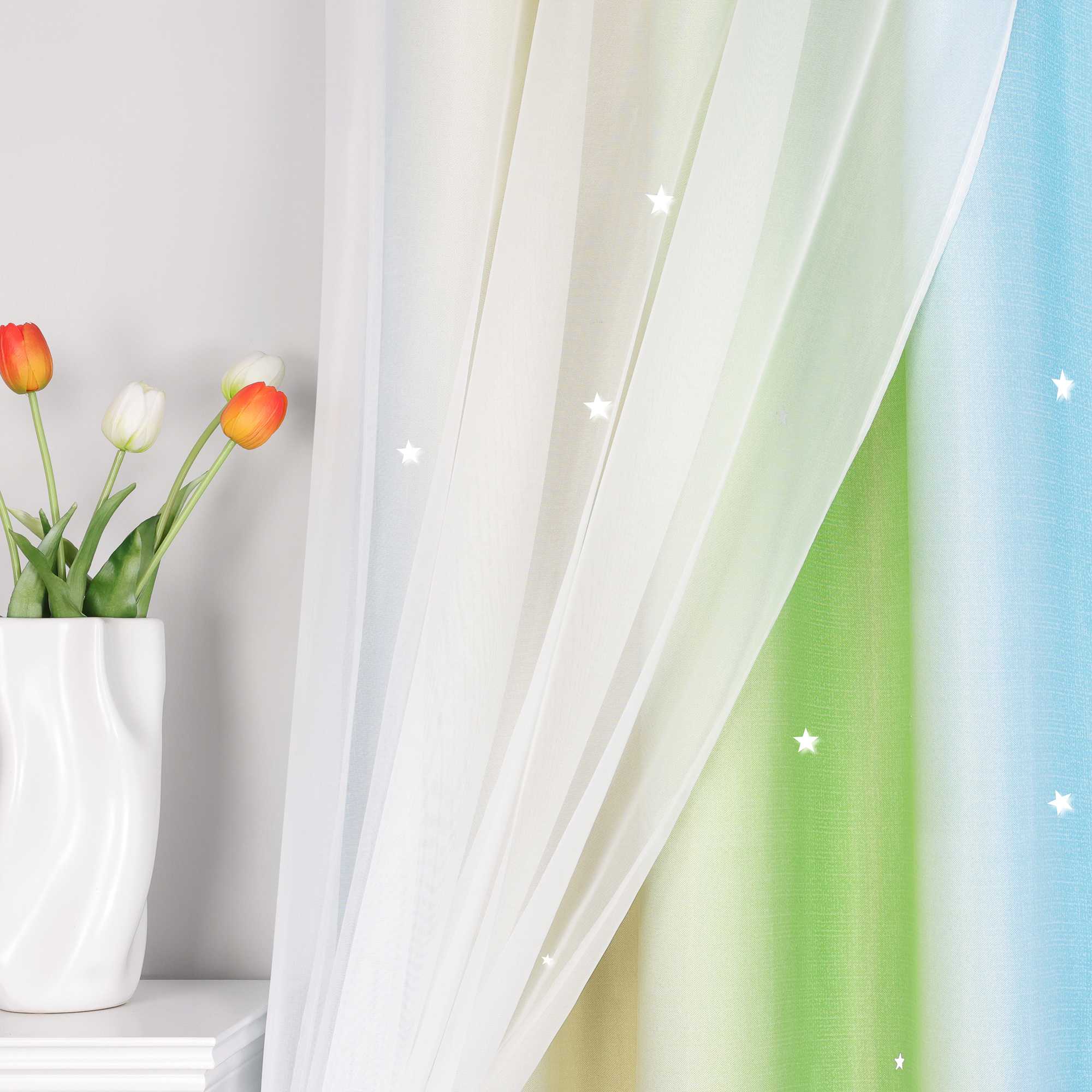 2-in-1 Vorhang Kinderzimmer mit Sternen 1 stück
