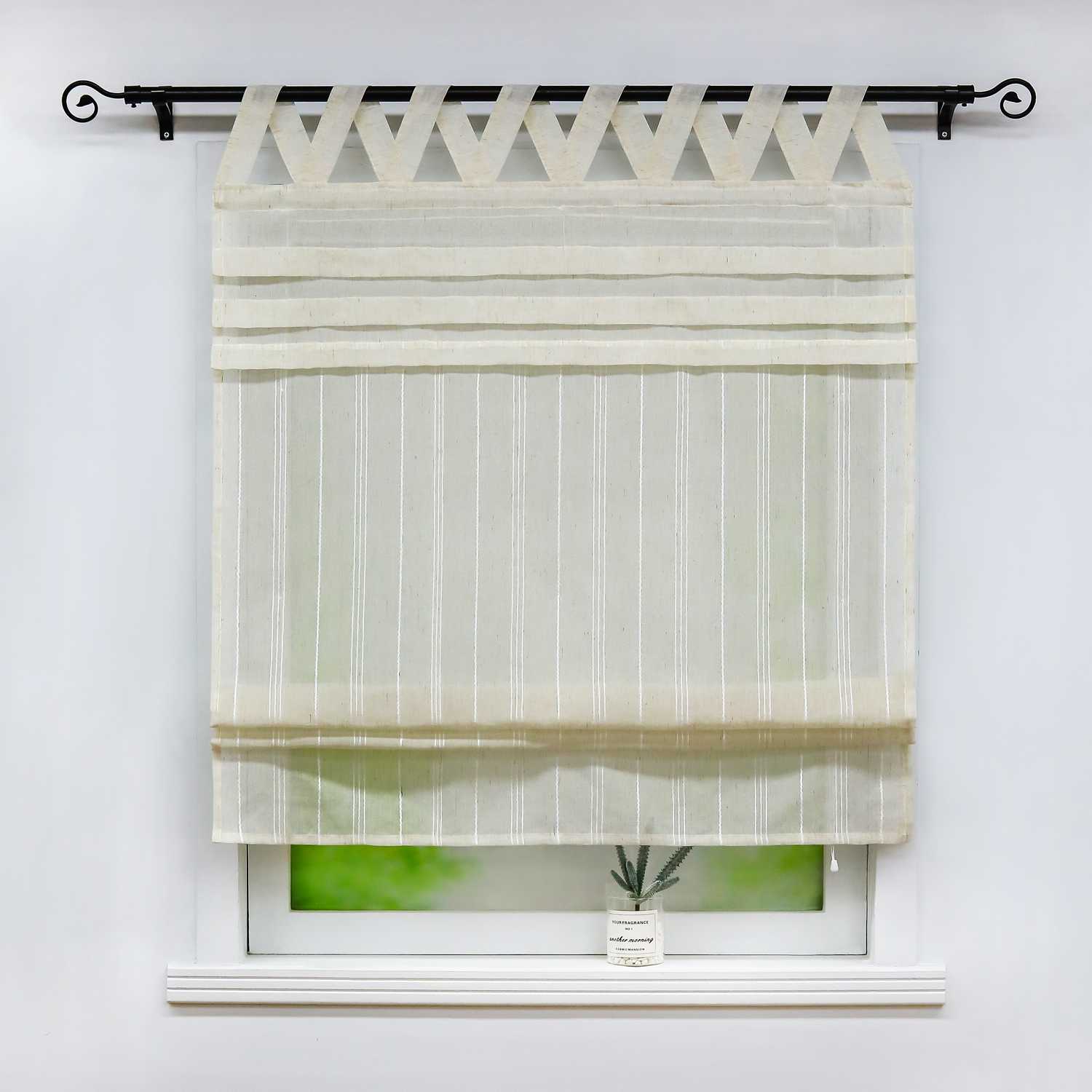 Delien Rollo klassisch weiß mit V-Schlaufen hochziehbar gardine