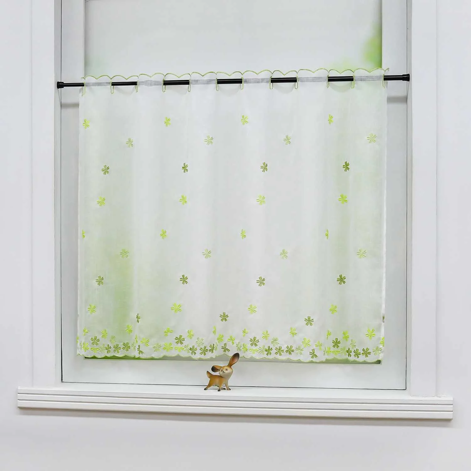 Scheibengardine durch Stangendurchzug Halbtransparent Blumenmuster und Stickereikunst 1 Stück