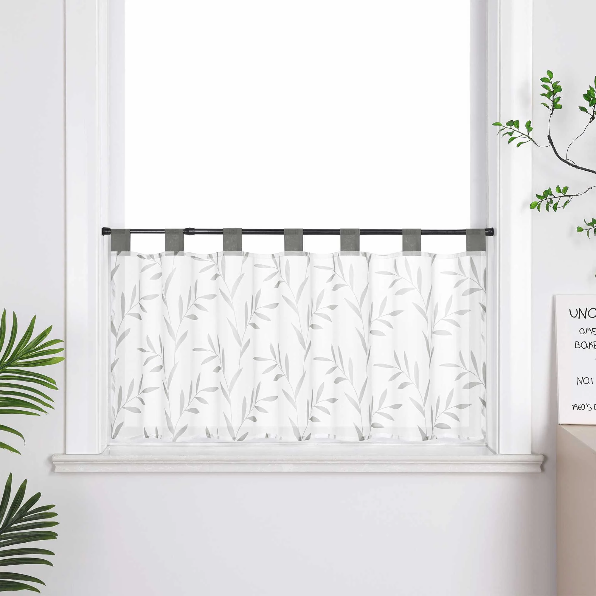 Delien Scheibengardinen Landhaus mit Blätter Muster Pflanzenliebhaber