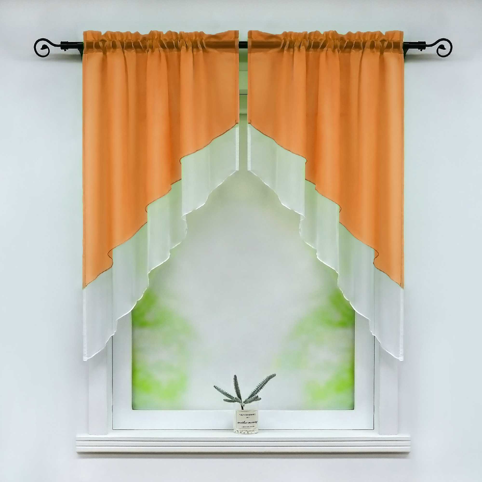 Delien Zweifarbige Fensterdekoration vloants Kurz Gardine 2er-Pack