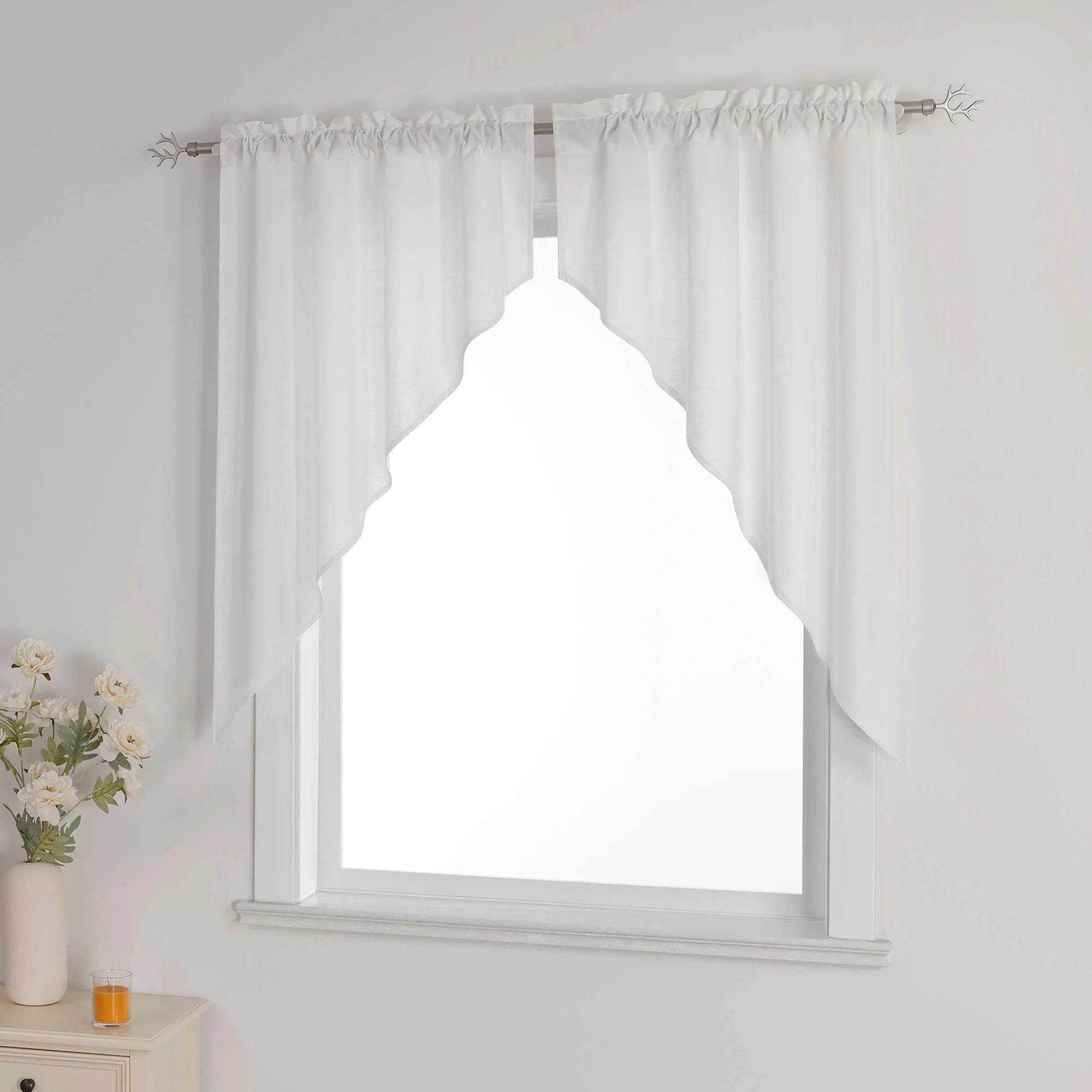 Kurzgardinen im Volant-Stil mit Karomuster 2er Set