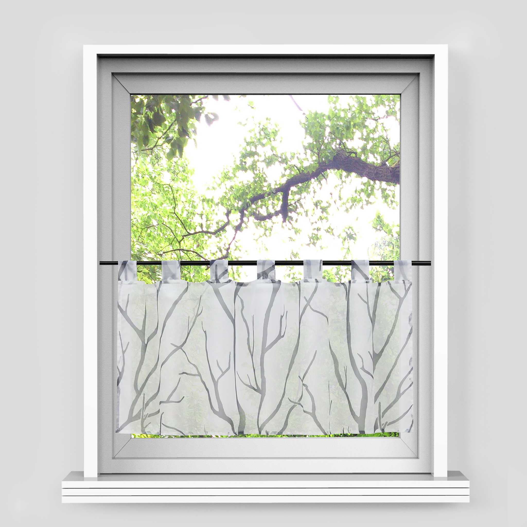 Scheibengardine Schlaufengardine Halbtransparent mit Muster 1 Stück