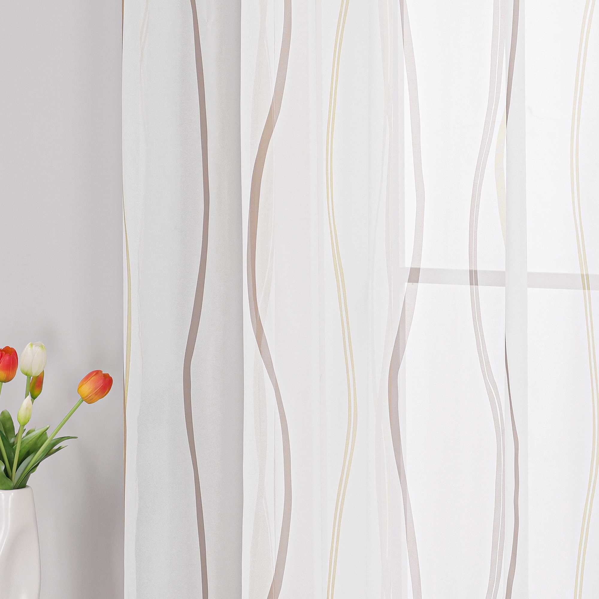 Vorhang Ösenschal mit bunten Wellenmustern Halbtransparent 1 stück