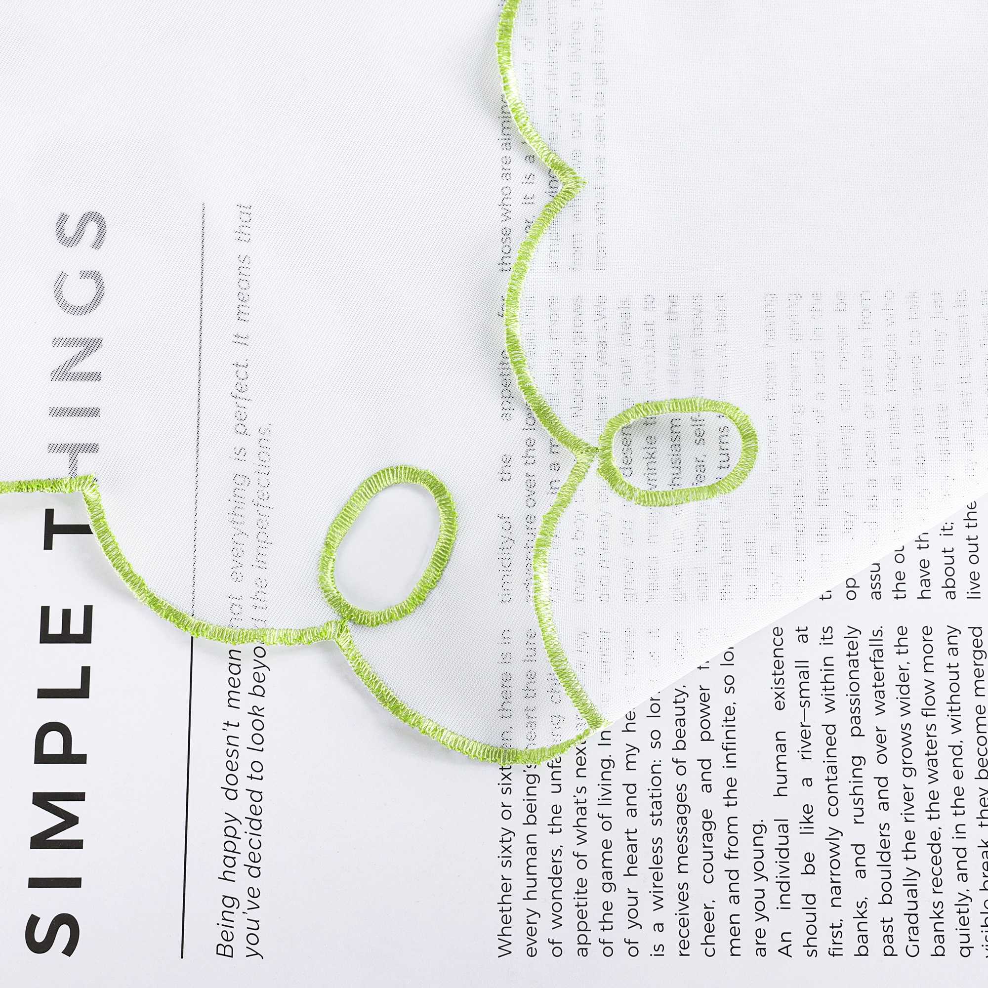 Scheibengardine mit Blumenstickerei Modern Voile Bistrogardine mit Lochleiste Unifarbige Kurzstores Landhausstil Transparent 1 Stück