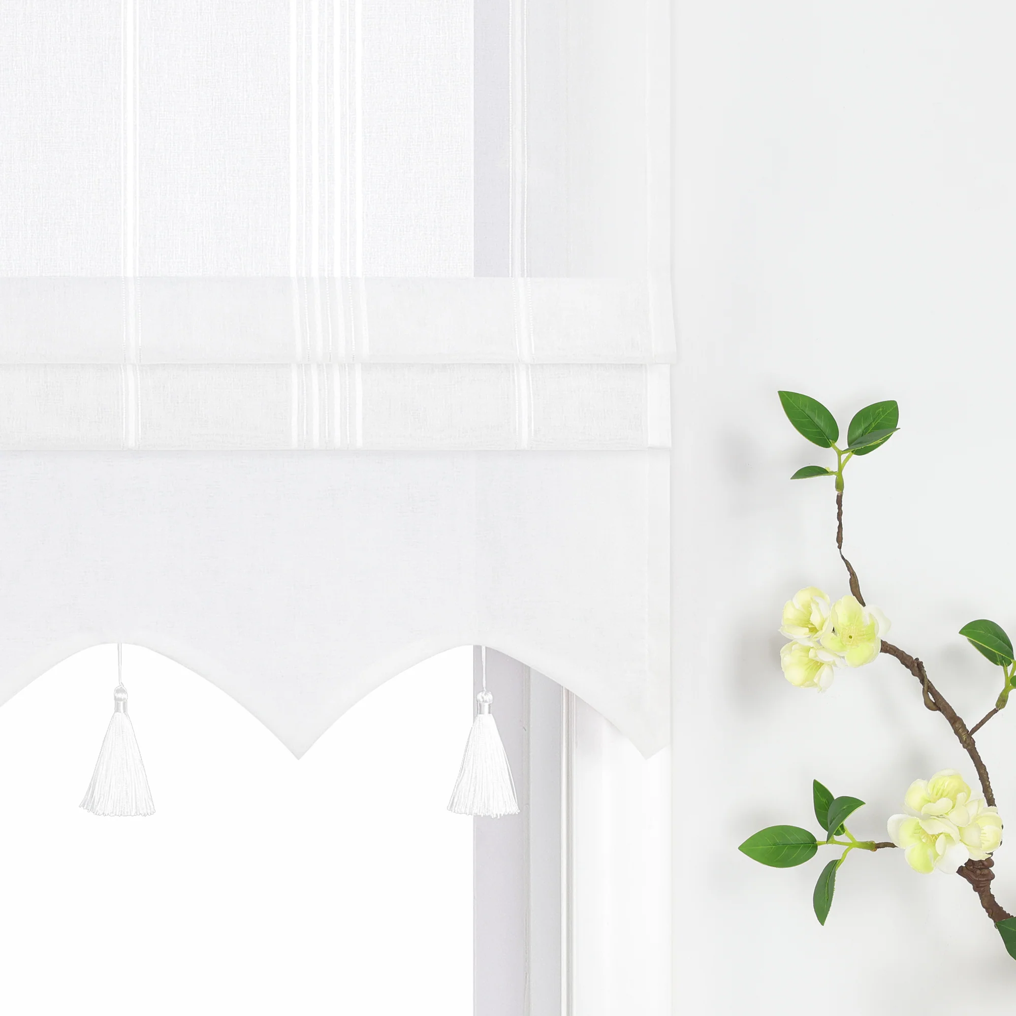 Delien Raffrollo mit Schlaufen und Quasten | Elegantes Design für stilvolle Fenster