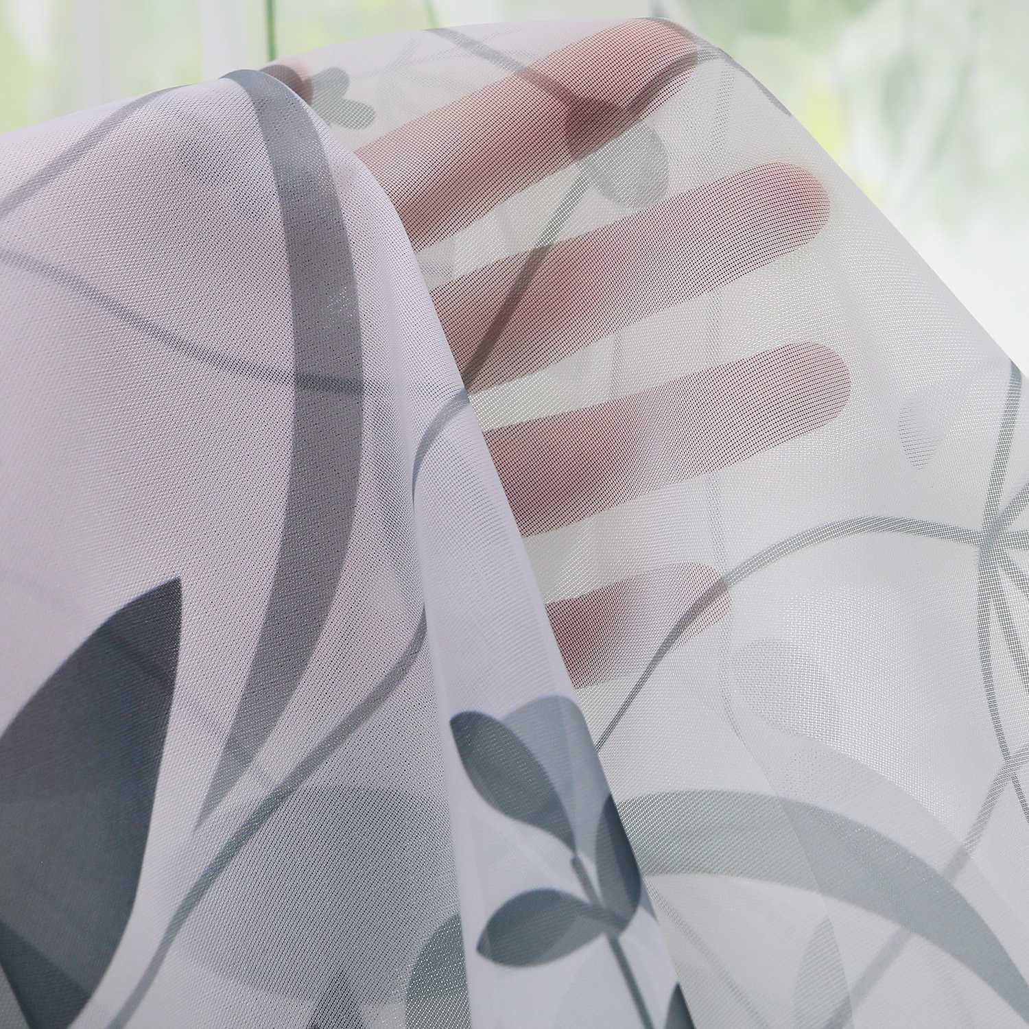 Transparenter Vorhang mit Blättermuster leicht Schutzfunktion Gartenstil 1 Stück