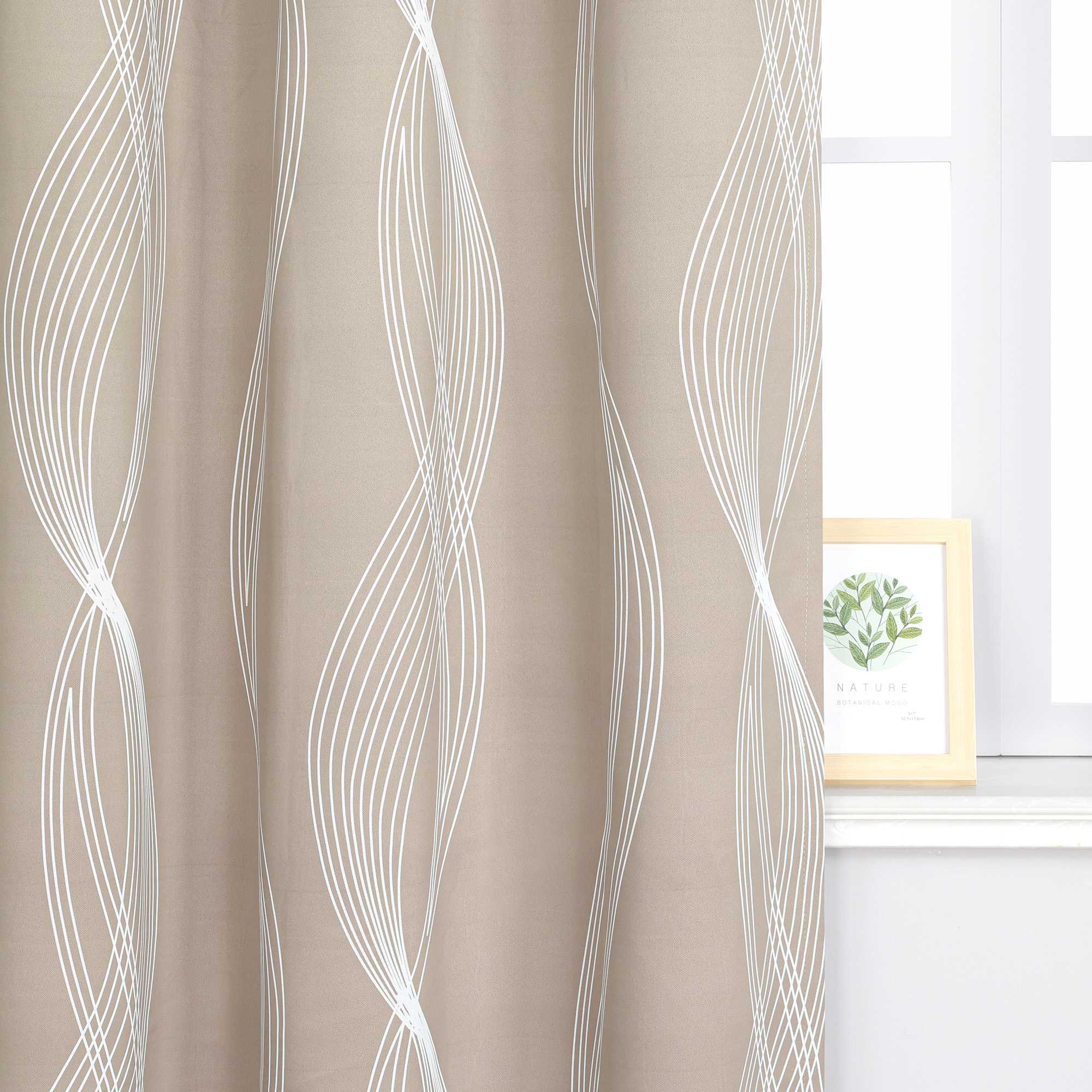 Verdunkelungsvorhänge Ösenschal Blickdichte Gardinen Modern Thermovorhang Wohnzimmer mit Wasserwellenmuster 1 Stück