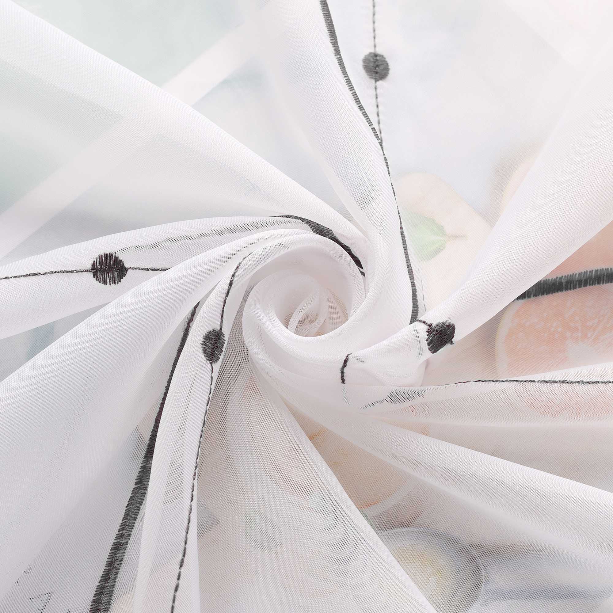 Schiebegardinen mit Schlaufen 2er Flächenvorhänge Schiebevorhang mit Wellenperlenmuster Stickerei Transparent