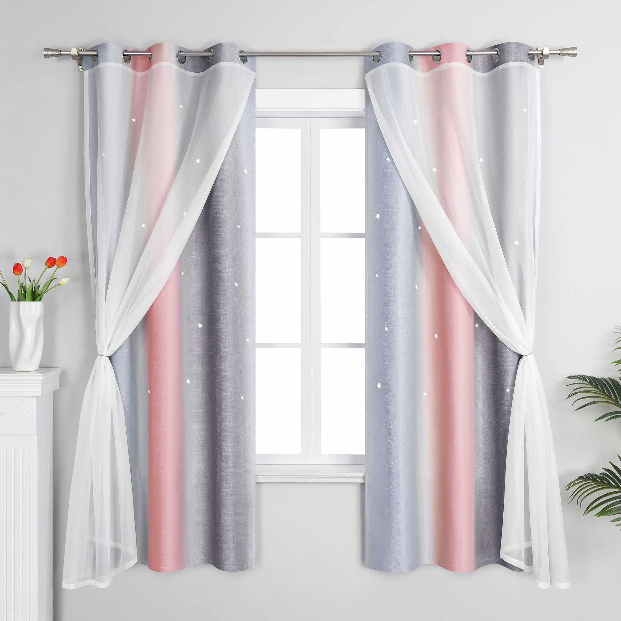 2-in-1 Vorhang Kinderzimmer mit Sternen 1 stück