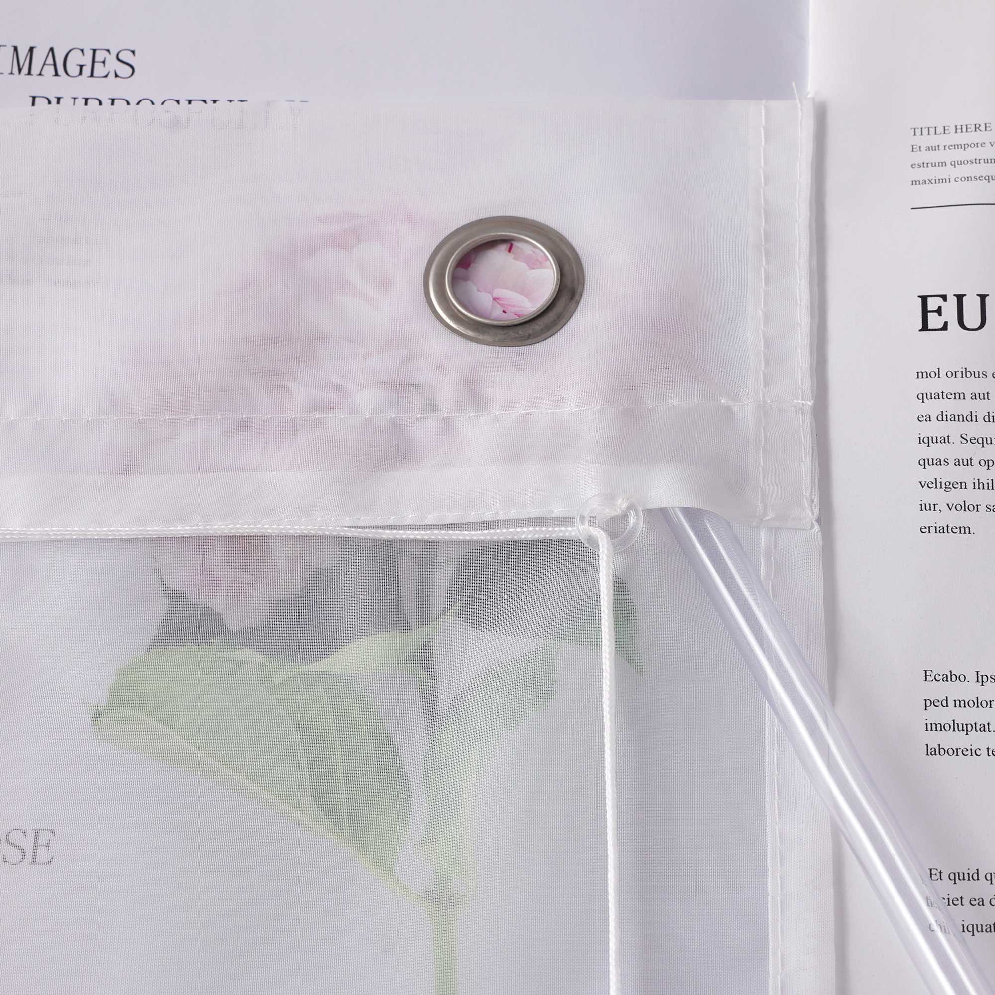 Raffrollo Voile Raffgardinen mit Schlaufen Küche Fenster Vorhänge mit Blumenmuster Stickerei Transparent Weiß 1 Stück