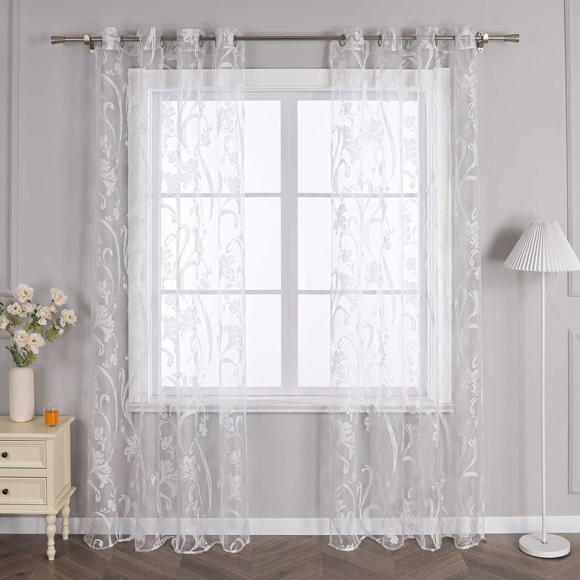 Vorhang mit Blumenmuster transparent Wohnzimmer Schlafzimmer  1 stück