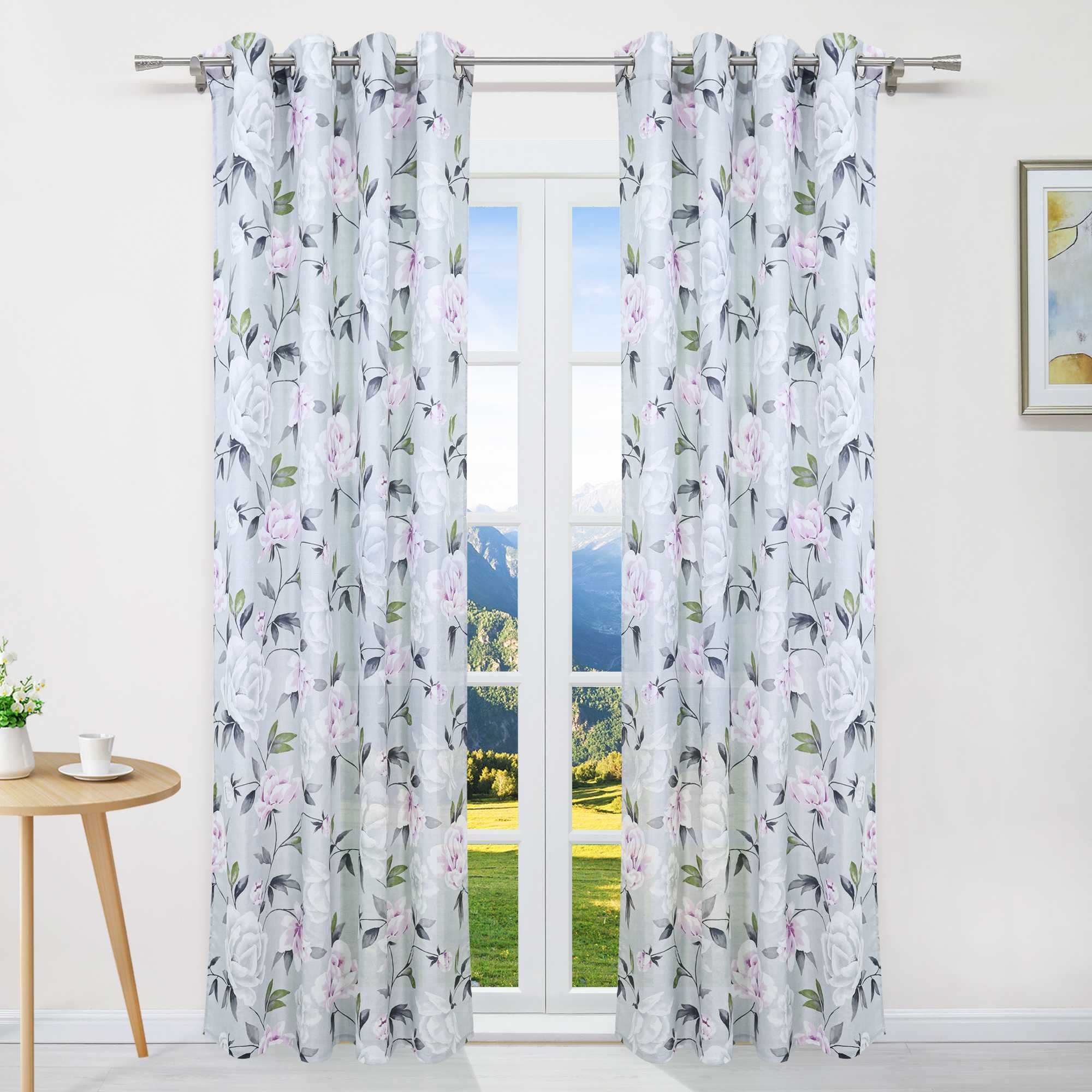 Verdunkelungsvorhang Ösenschal mit Blumenmuster Lichtvermeidung Zimmerdeko Thermovorhang 1 Stück