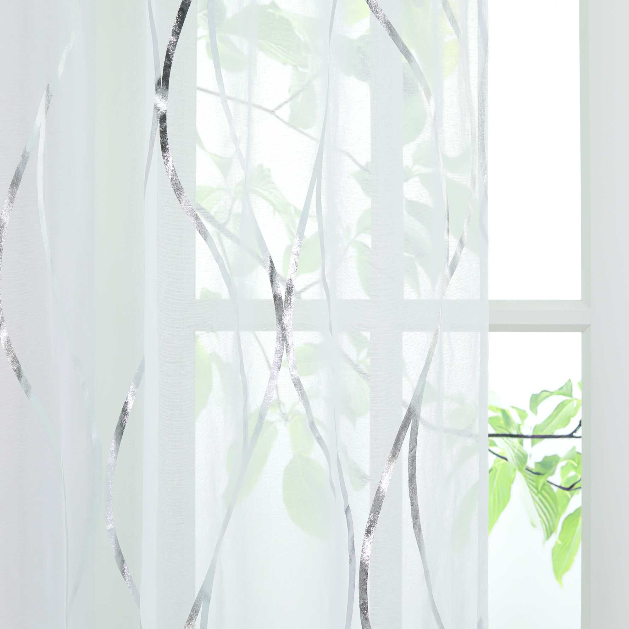 Transparenter Vorhang Ösenschal mit Wellenmuster lichtdurchlässig