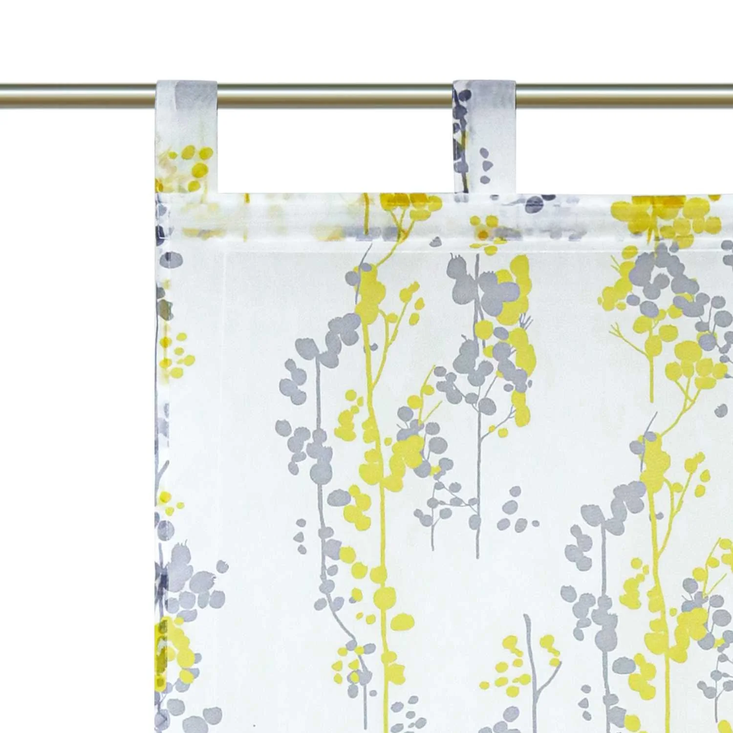 Raffrollo mit Schlaufen Halbtransparent Voile Raffgardine mit Blaubeermuster Modern Küche Gardinen