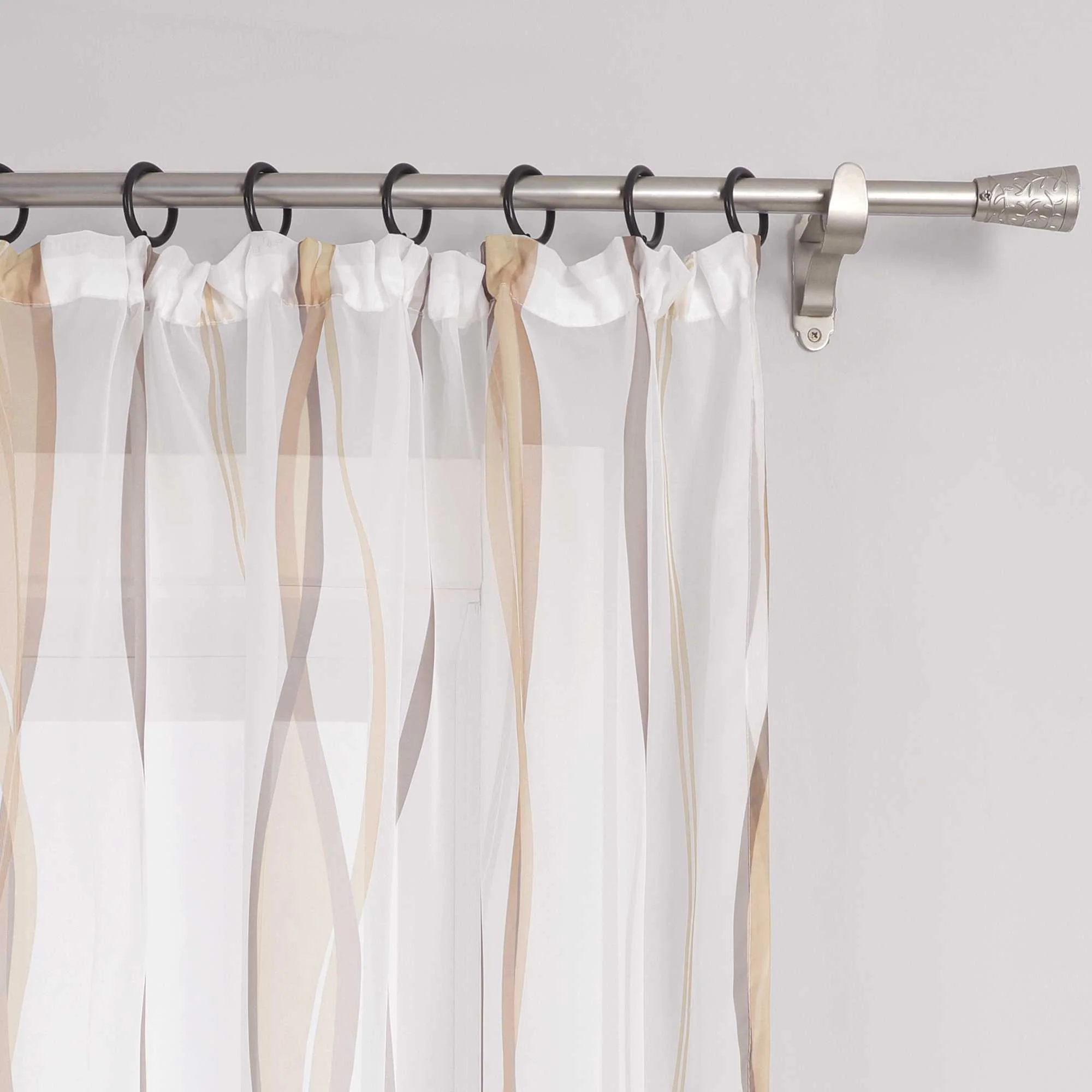 Vorhang Kräuselband aus Polyester mit bunten Wellenmustern tranparent 1 stück