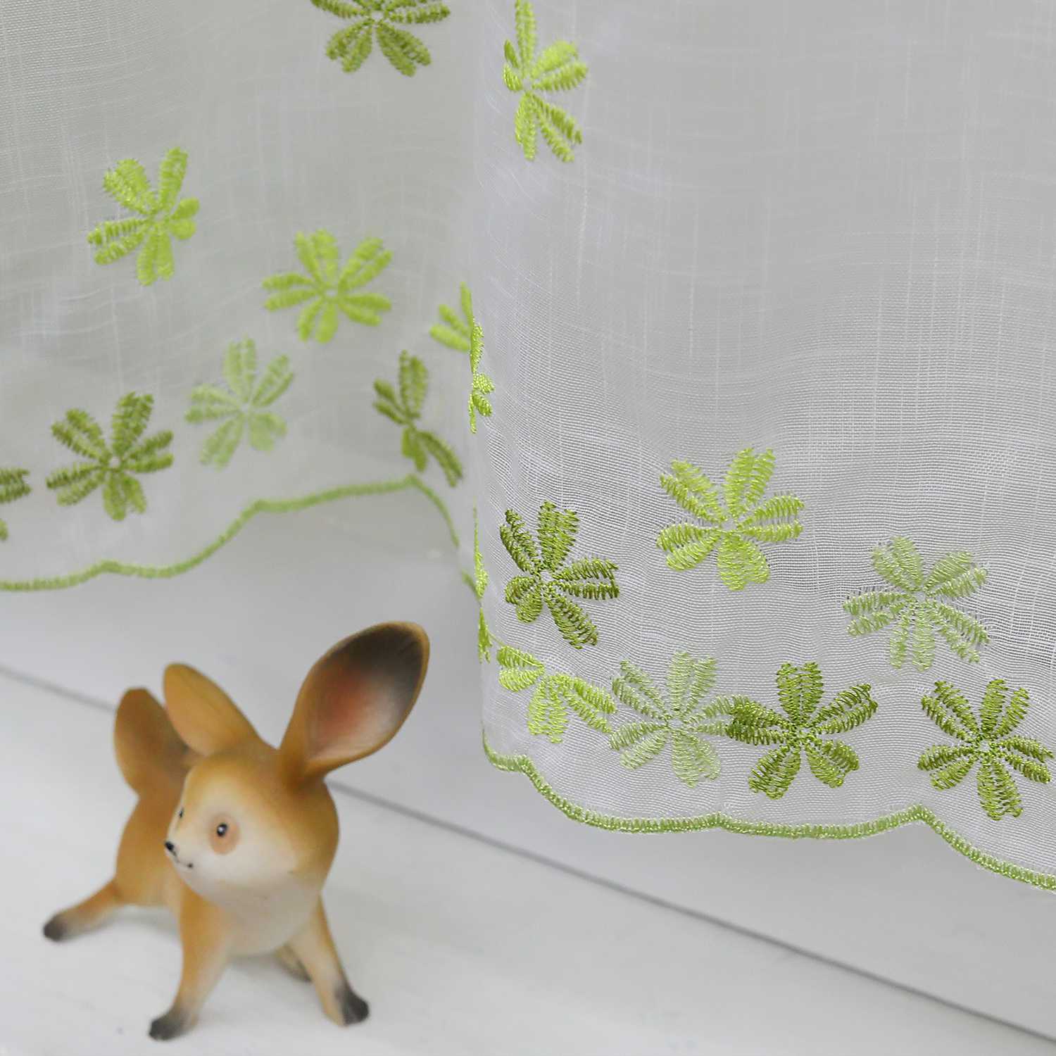 Scheibengardine durch Stangendurchzug Halbtransparent Blumenmuster und Stickereikunst 1 Stück