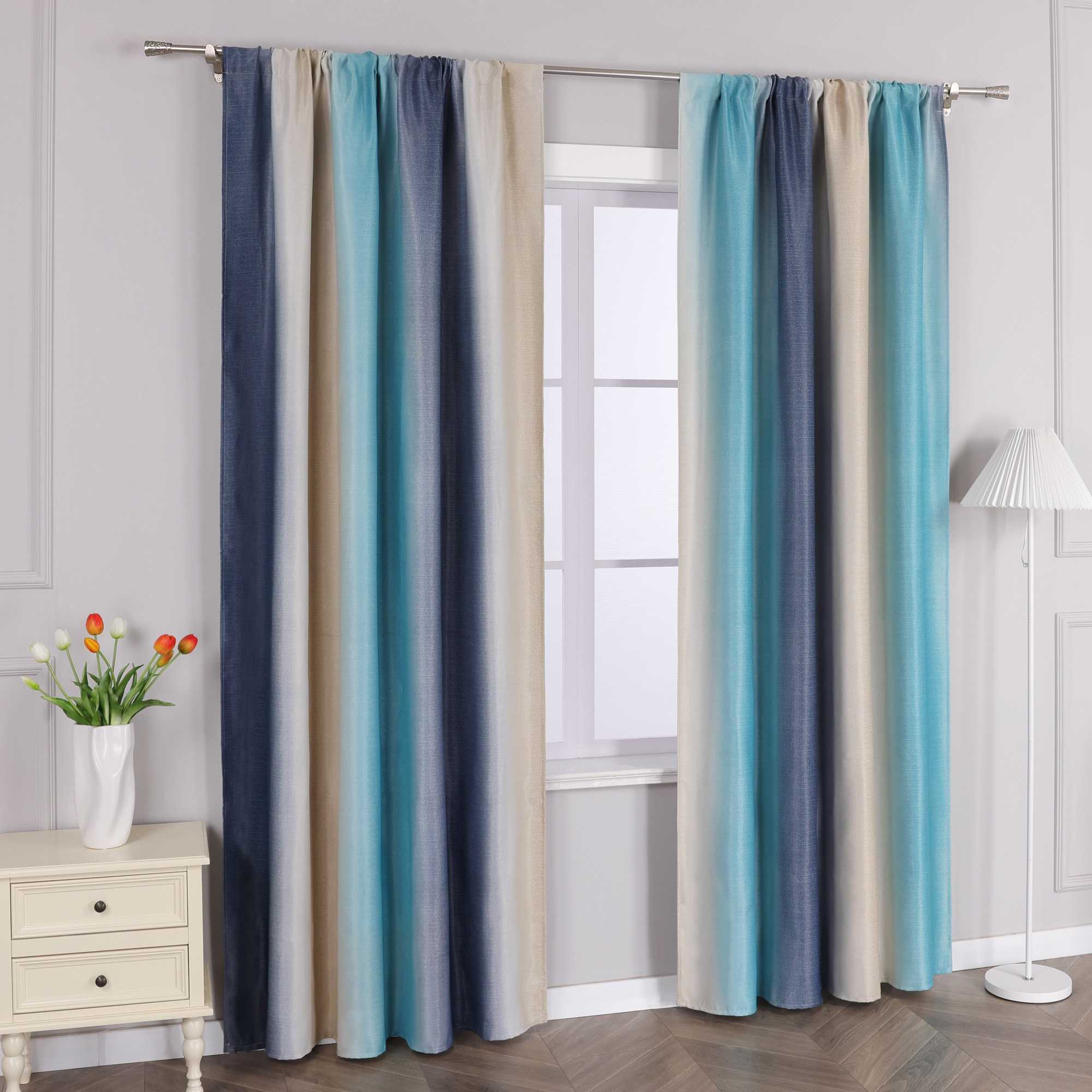 Verdunkelungsvorhang Blickdichte Gardinen  Schlafzimmer Wohnzimmer durch Tunnelzug Farbverlauf 1 Stück