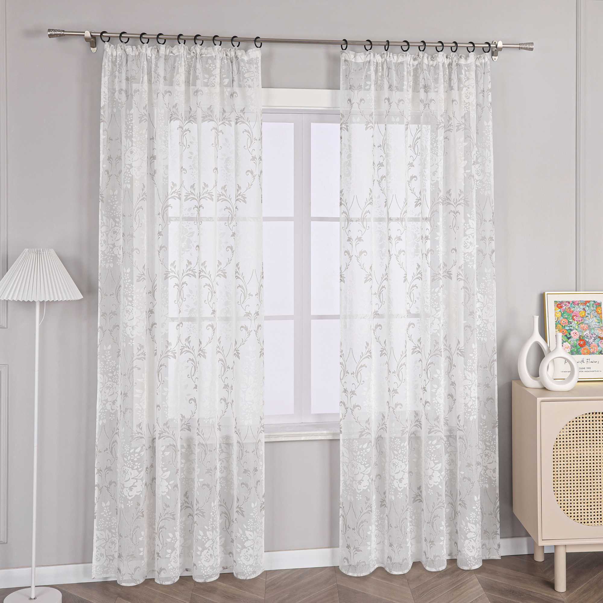 Vorhang mit Kräuselband Voile Gardine Ausbrenner Fensterschal Transparent Schlafzimmer Wohnzimmer 1 Stück