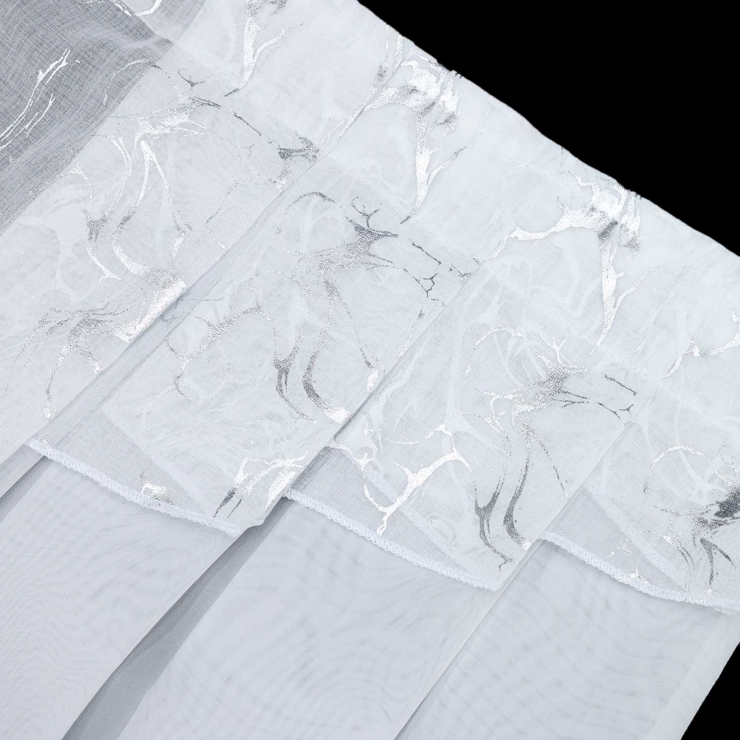 Scheibengardine Vorhangkopf durch Tunnelzug Doppelschichtige Küchengardinen mit Marmormuster Stangendurchzug