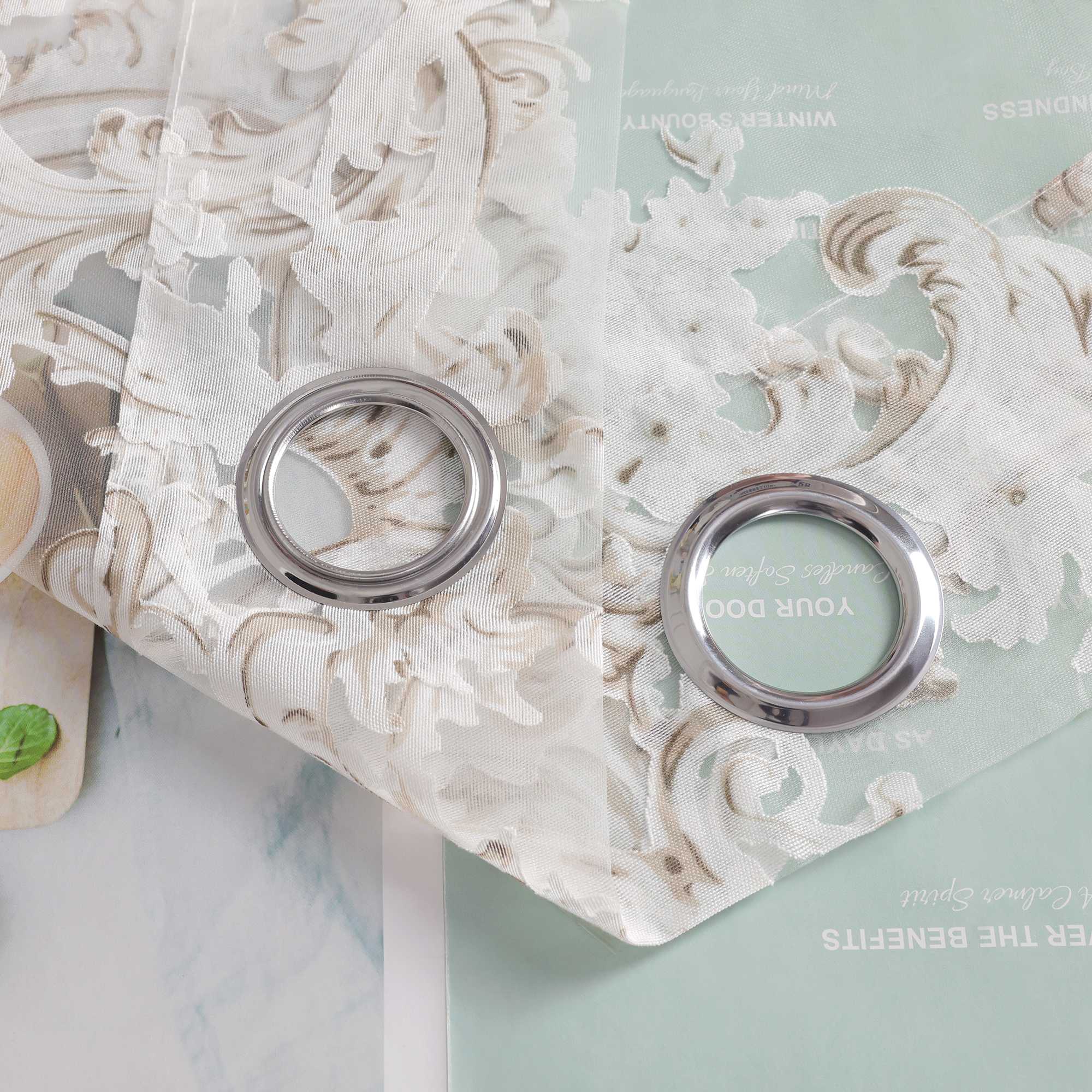 Eleganter Ösenschal mit Phönixblütenmuster | Transparente Voile Gardine für Schlafzimmer und Wohnzimmer