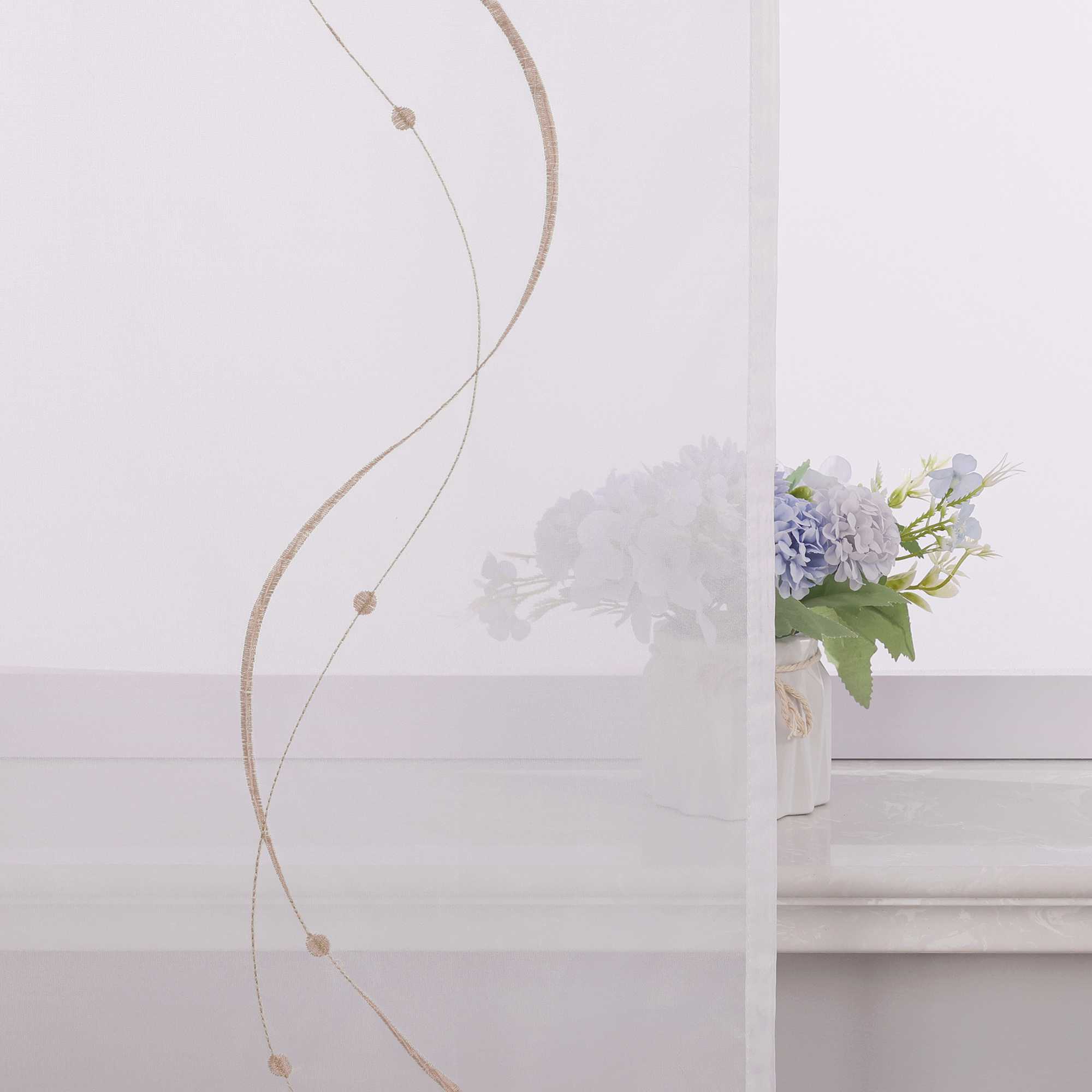 Schiebegardine Klettbandschal aus Polyester mit Wellenmuster transparent durch Klettband 2 stücke