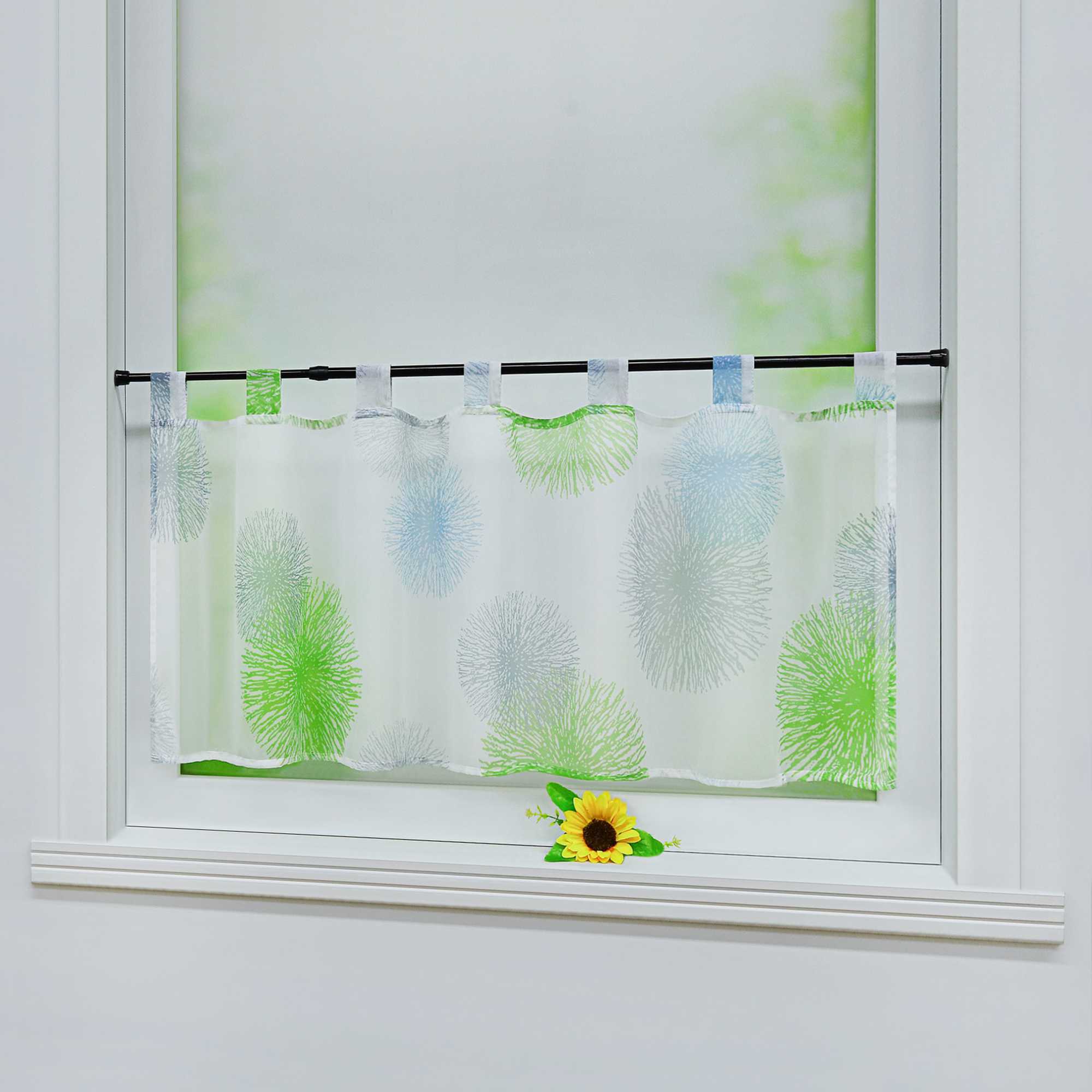 Scheibengardine Schlaufengardine mit Feuerwerksmuster Feriendeko halbtransparent Pflegeleicht Lichtdurchlässig 1 stück