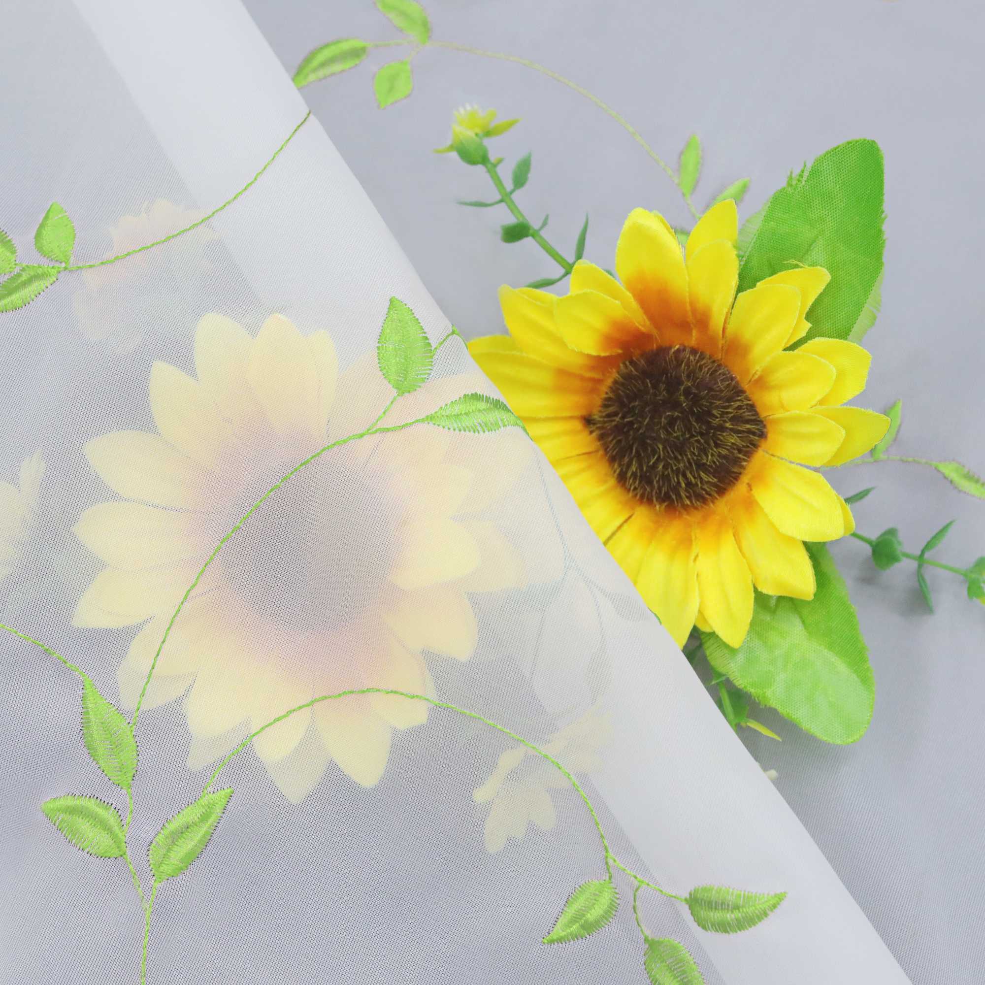 Scheibengardinen Voile Bistrogardinen mit Blattstickerei Transparent Bestickte Küche Kurzstores