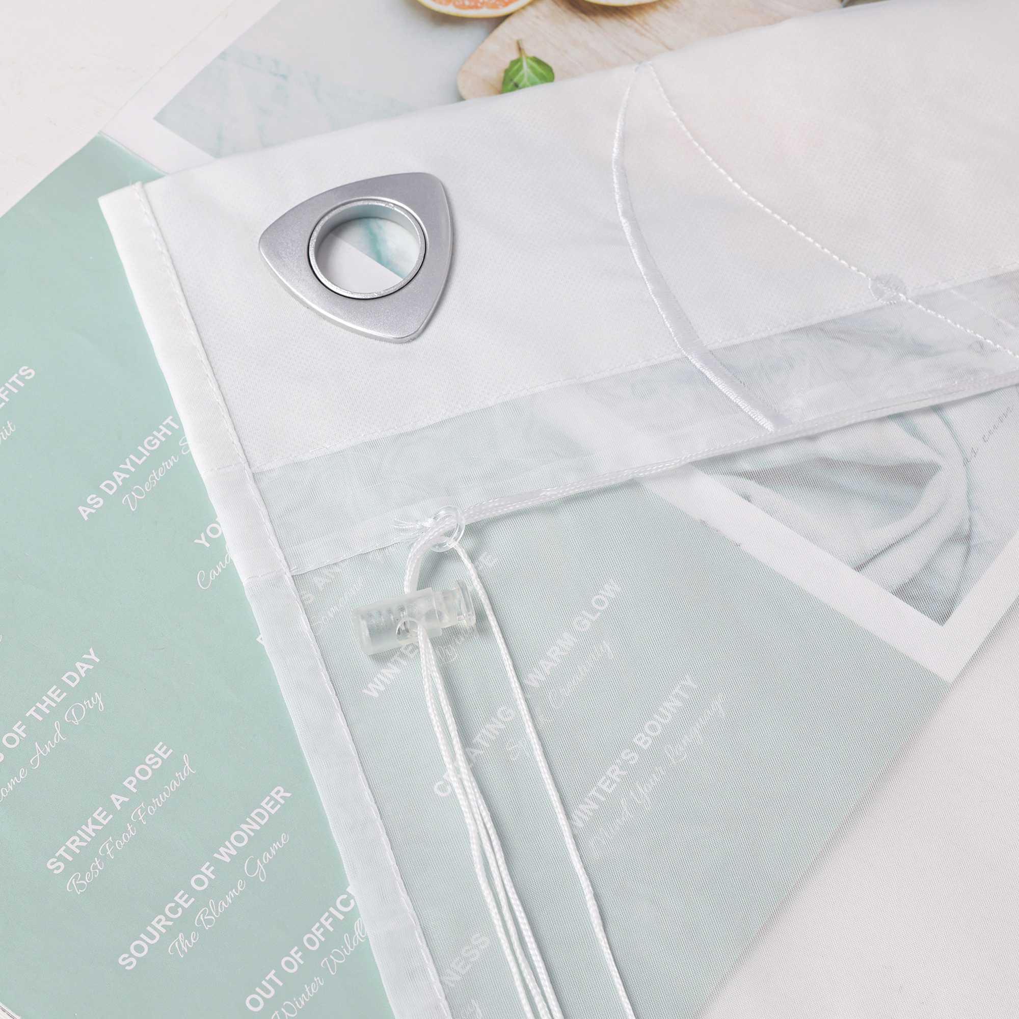 Rollos ohne Bohren Weiß Raffgardine mit Ösen Transparent Gardinen mit U-Haken Ösenrollo Modern Bestickt 1 Stück