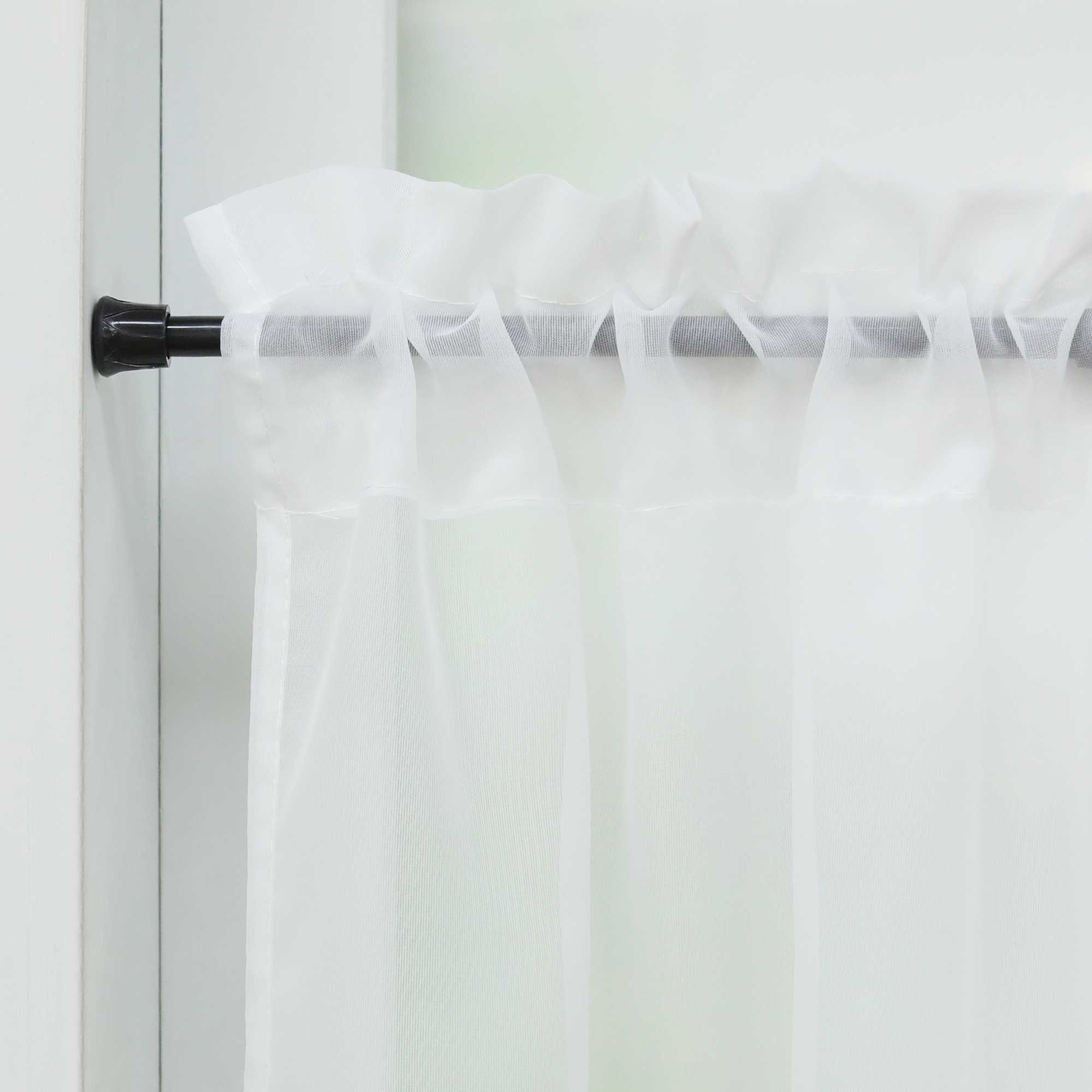 Scheibegardine durch Stangendurchzug zusammenziehbar Transparent Unifarbe Luftdurchlässig zusammenziehbar 2 Stück