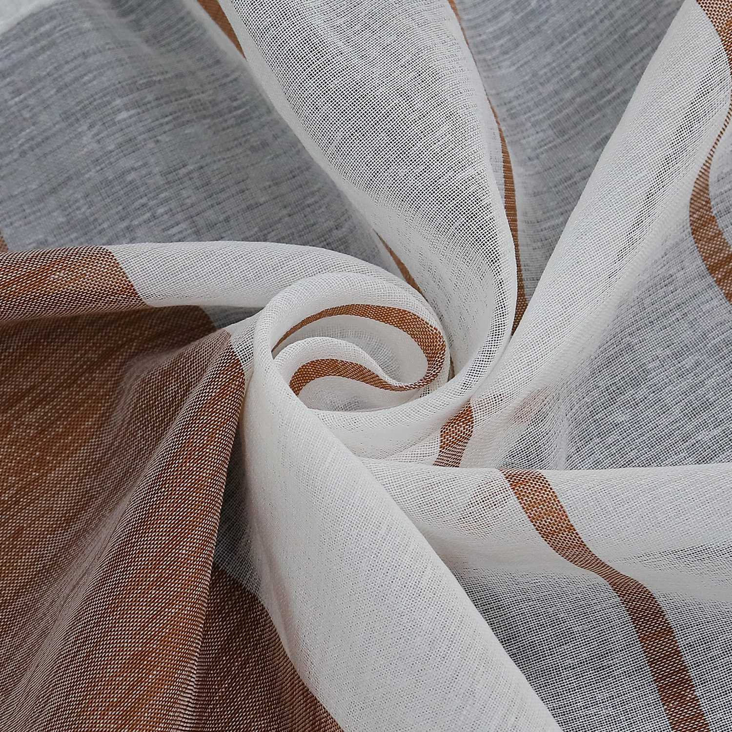 Scheibengardine durch Stangendurchzug zusammenziehbar weiße Streifenmuster halbtransparent 1 Stück