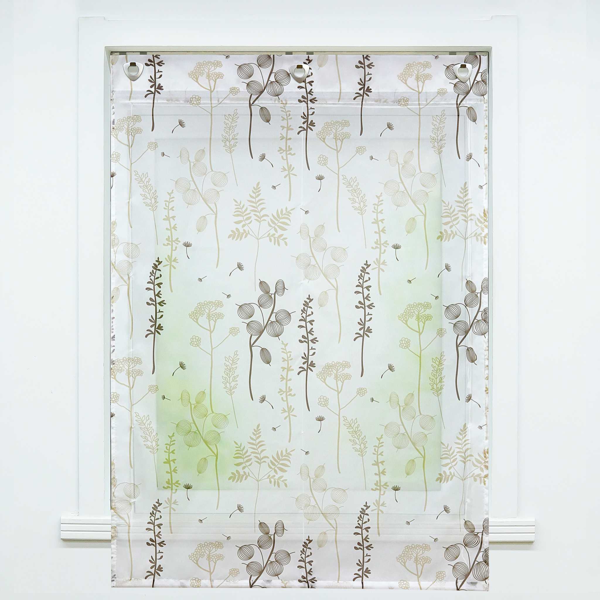 Raffrollo ohne Bohren Ösenrollo mit Hakenaufhängung Küche Raffgardine mit Laternenblume Muster Halbtransparent