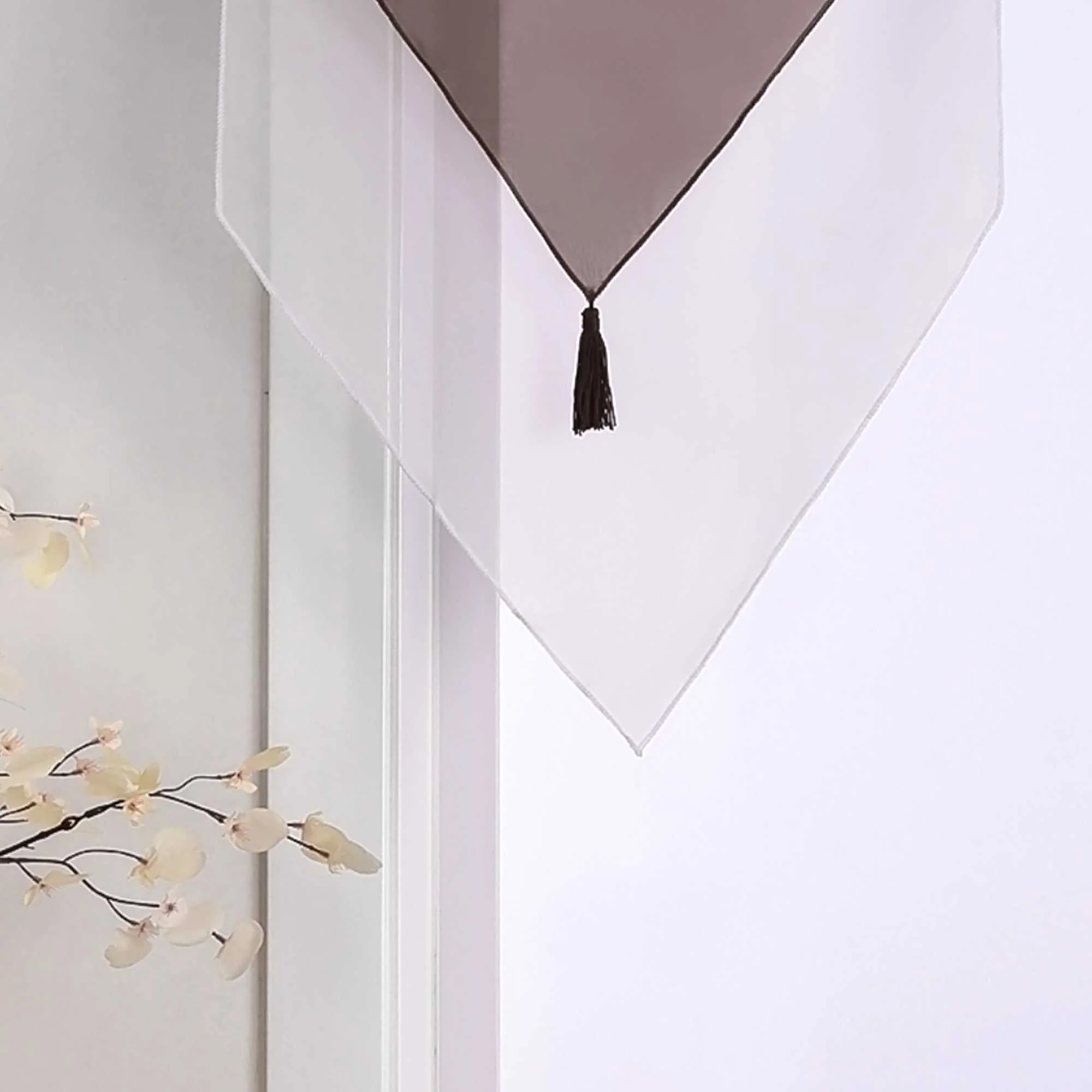 Delien gardinen kurz mit Schlaufen und Dreiecksform-Abschluss 2er Set