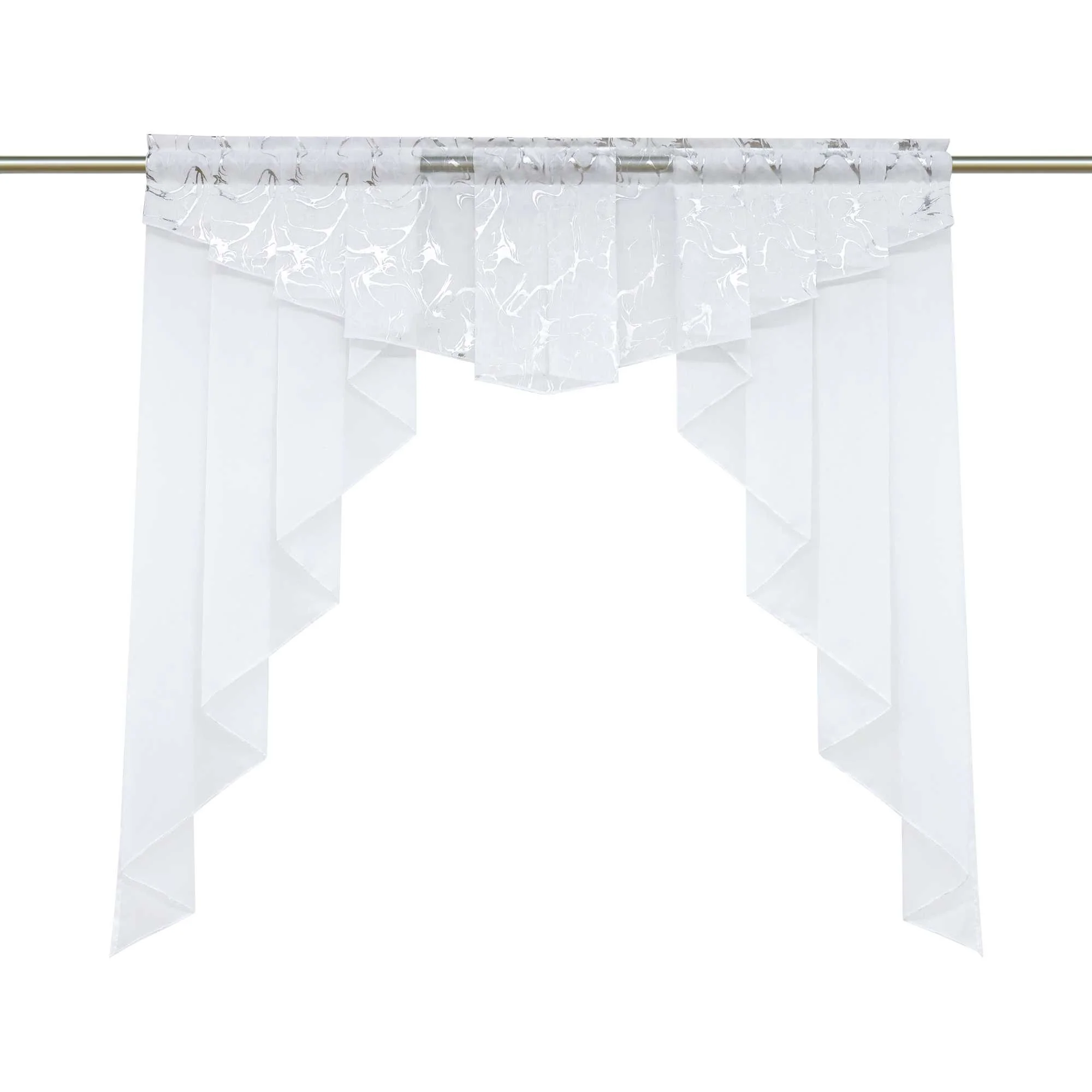 Scheibengardine Vorhangkopf durch Tunnelzug Doppelschichtige Küchengardinen mit Marmormuster Stangendurchzug