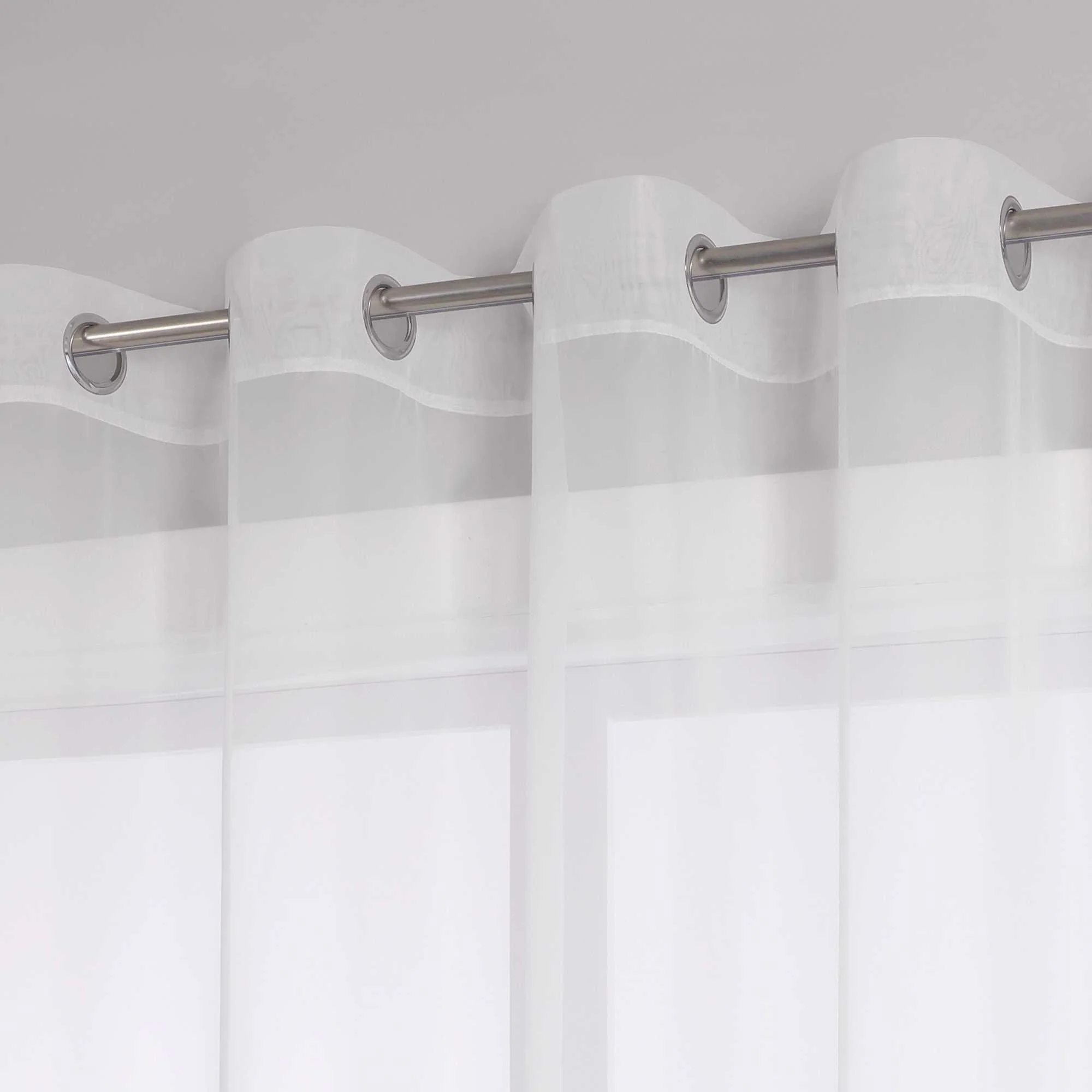 Transparenter Vorhang mit Seidenband Unifarbe Voile 1 Stück