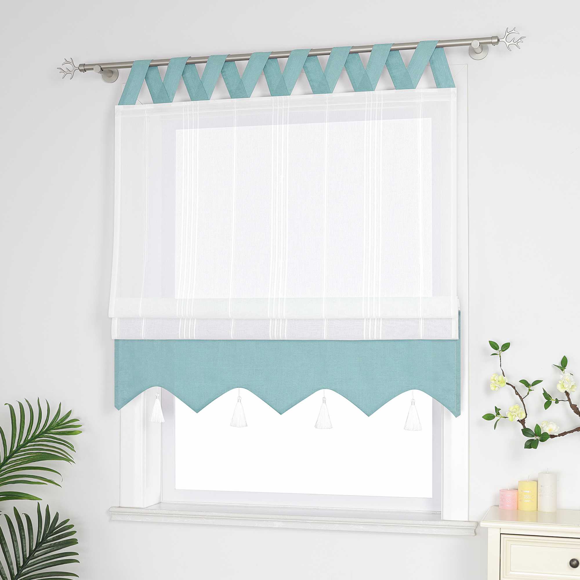 Delien Raffrollo mit Schlaufen und Quasten | Elegantes Design für stilvolle Fenster