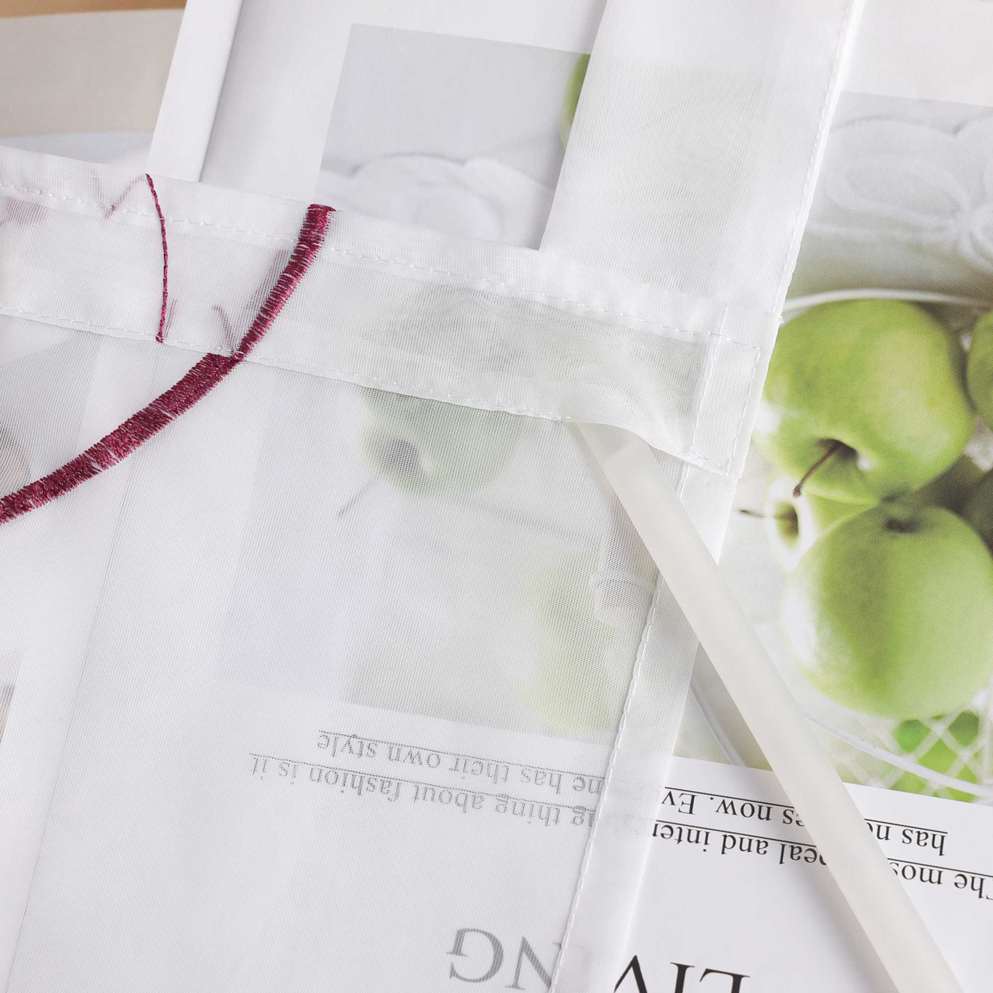 Schiebegardinen mit Schlaufen 2er Flächenvorhänge Schiebevorhang mit Wellenperlenmuster Stickerei Transparent