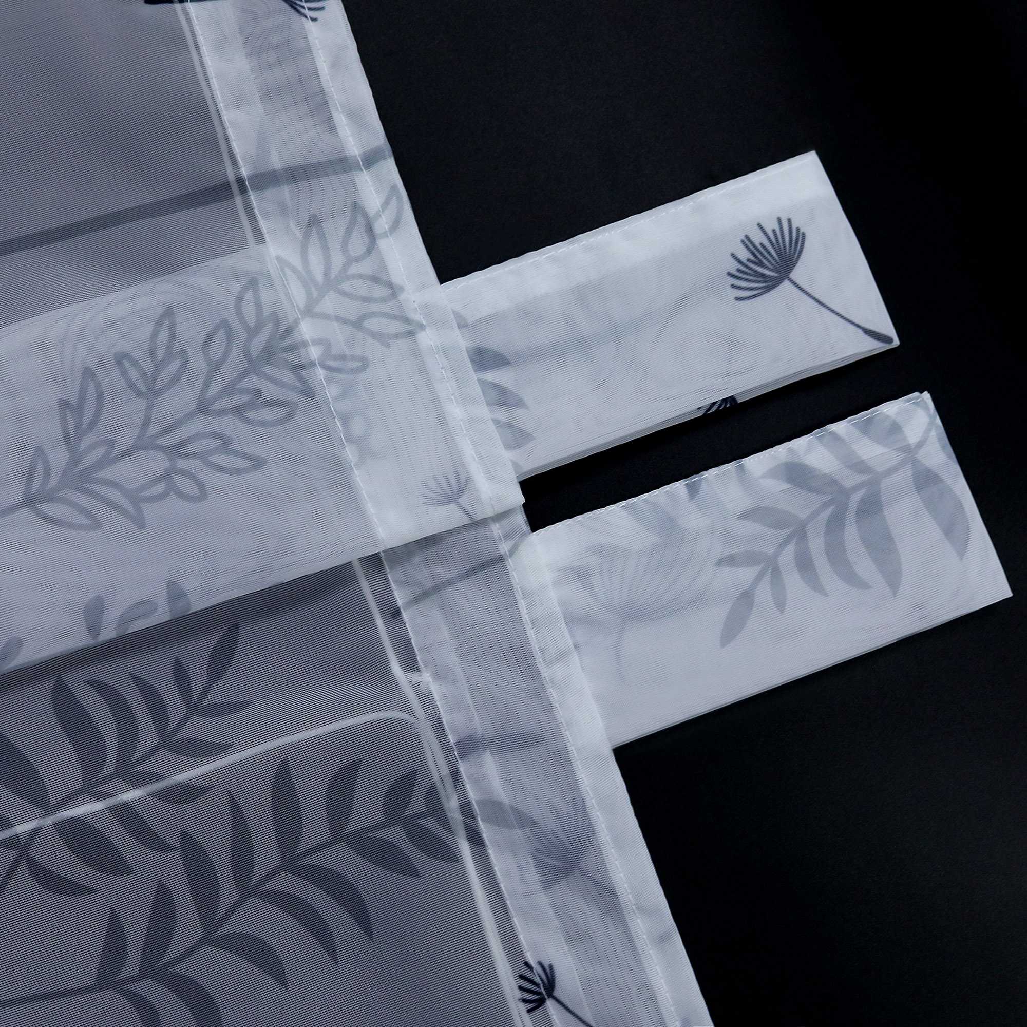 Raffrollo mit Schlaufen Voile Raffgardine Modern Küche Gardinen mit Laternenblume Muster Wohnzimmer Halbtransparent