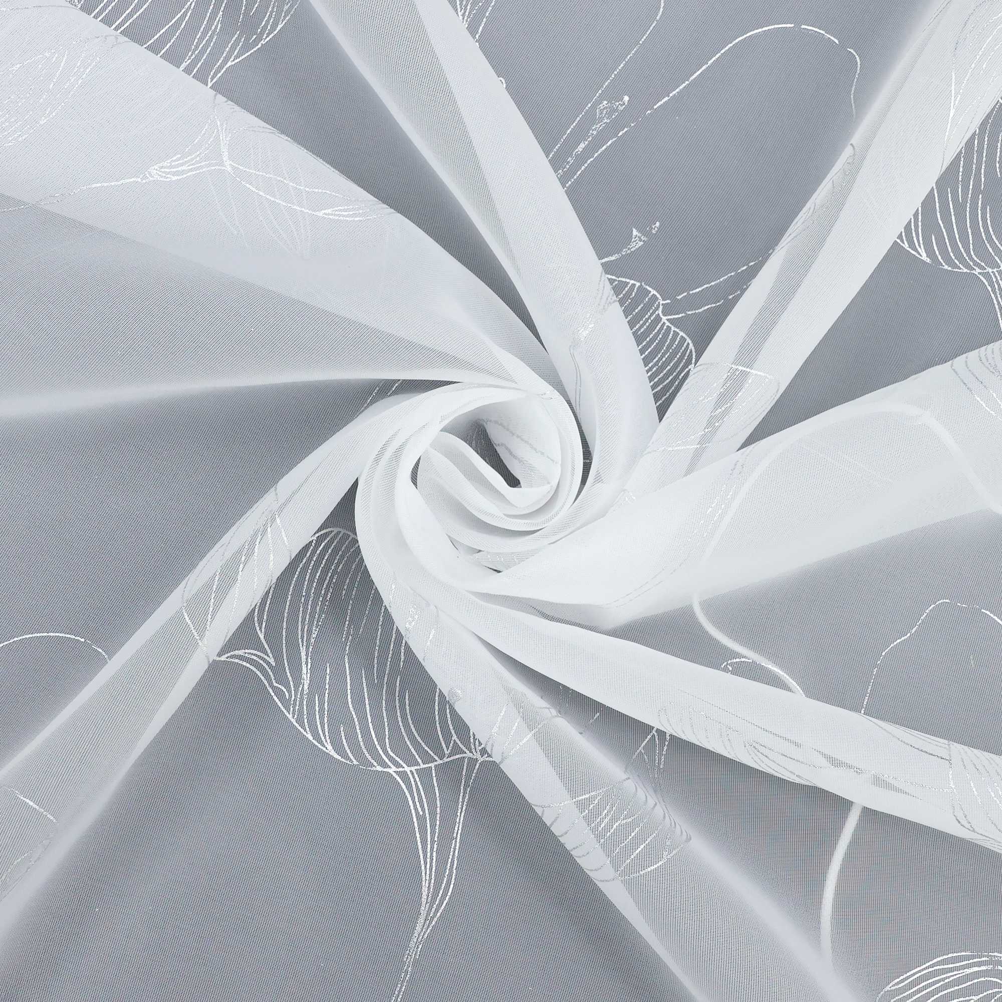 Transparente Raffrollo mit Lotusmuster und Klettband