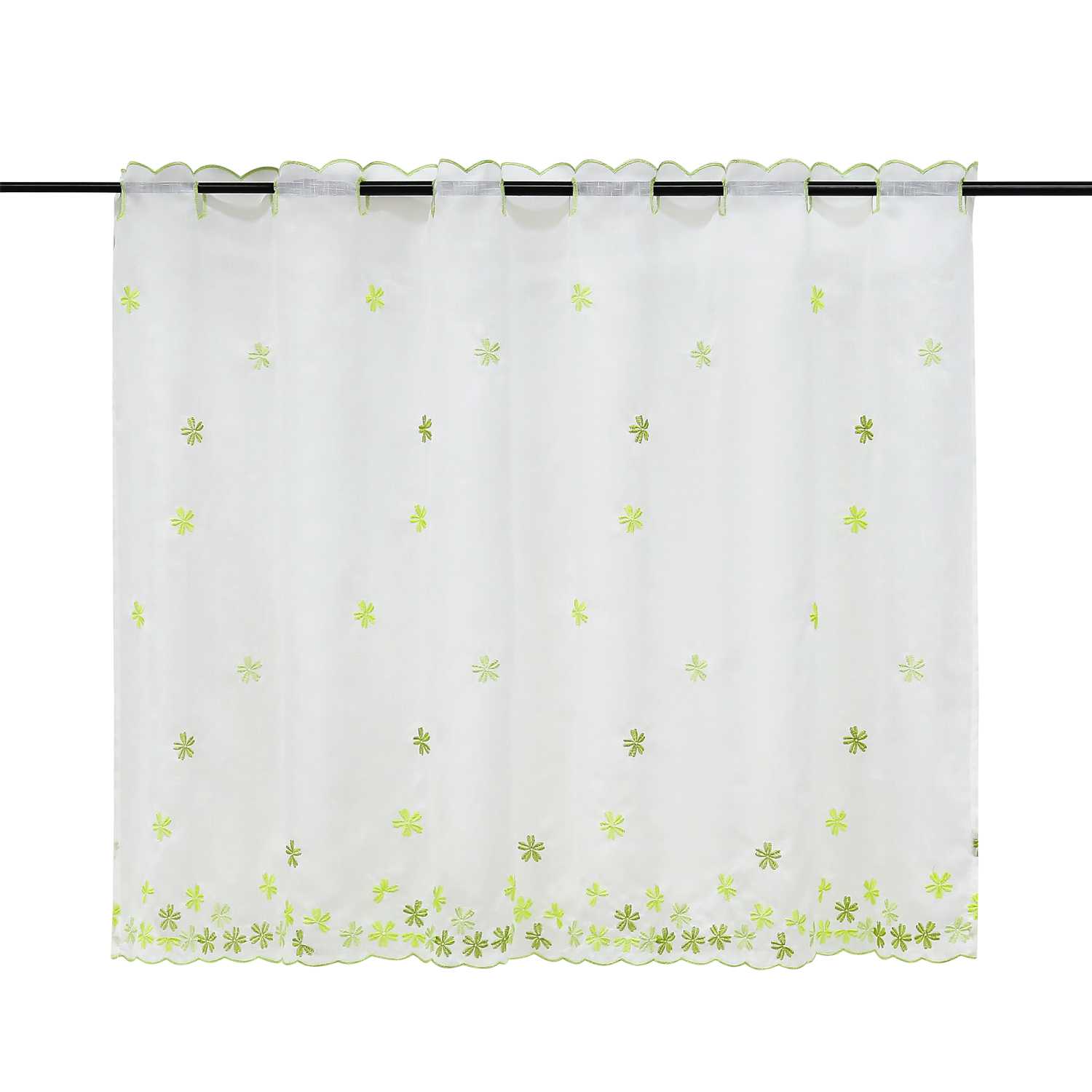 Scheibengardine durch Stangendurchzug Halbtransparent Blumenmuster und Stickereikunst 1 Stück