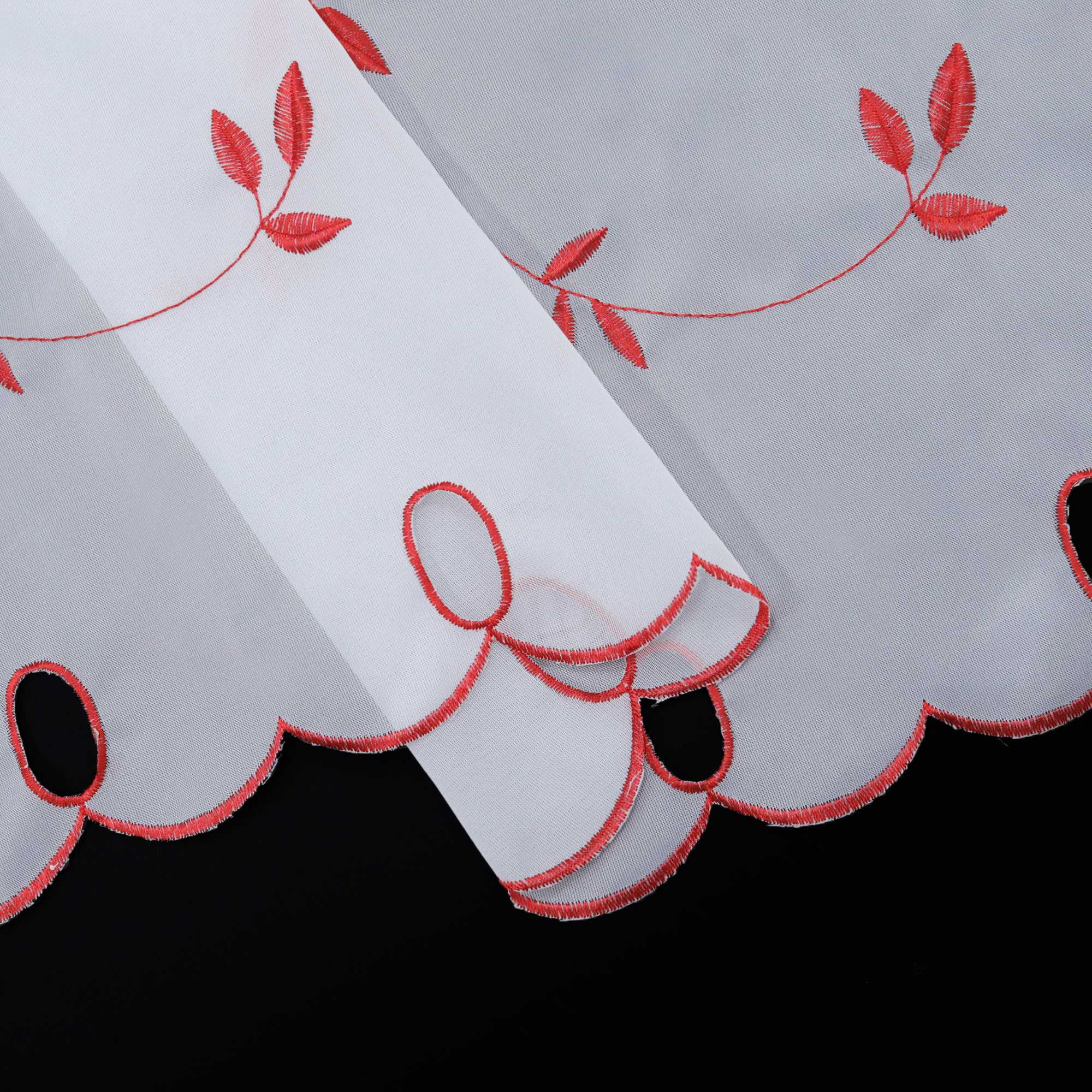 Scheibengardinen Voile Bistrogardinen mit Blattstickerei Transparent Bestickte Küche Kurzstores