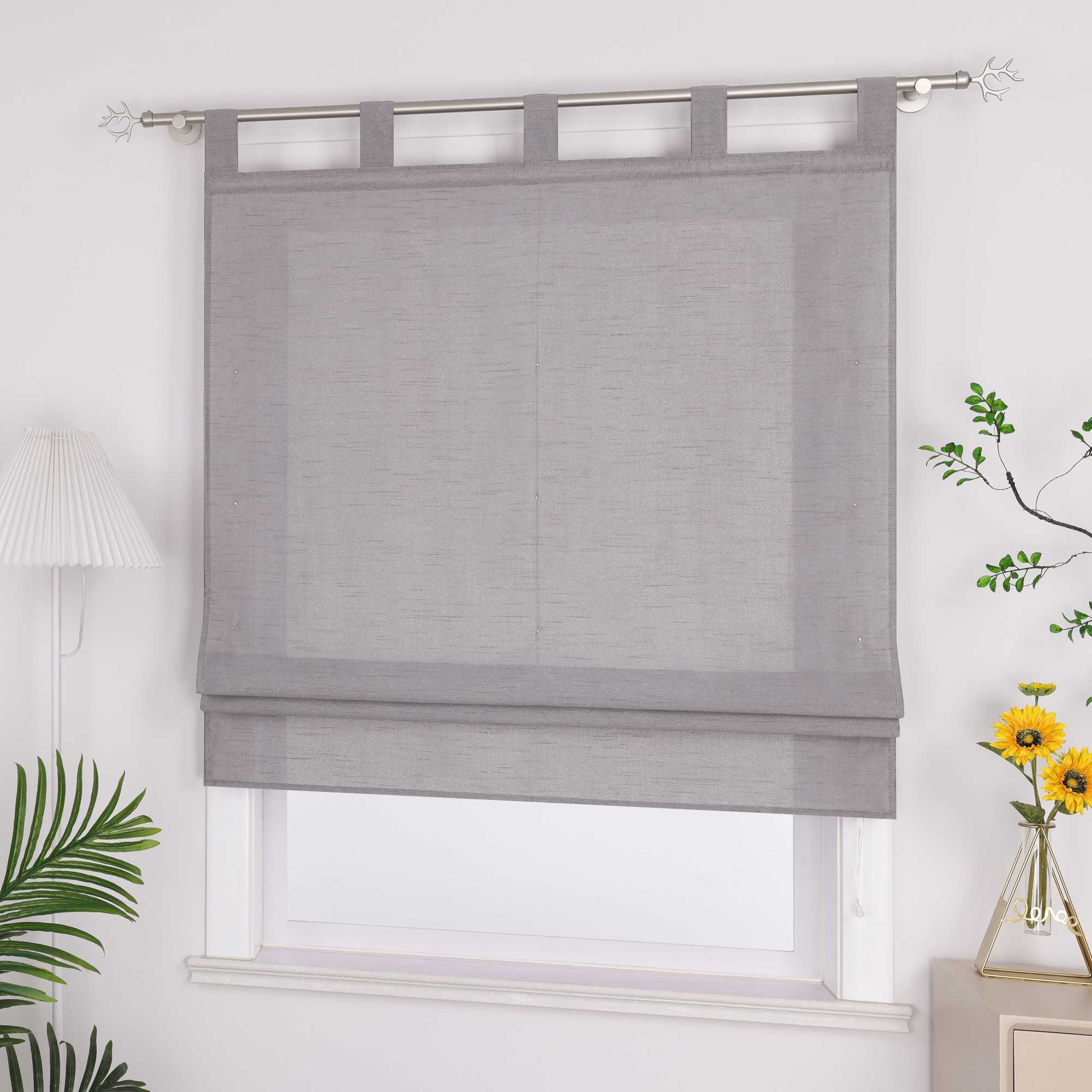 Raffrollo mit Schlaufen Raffgardinen Küche Gardinen Vorhänge Bändchenrollo Wohnzimmer Uni 1 Stück