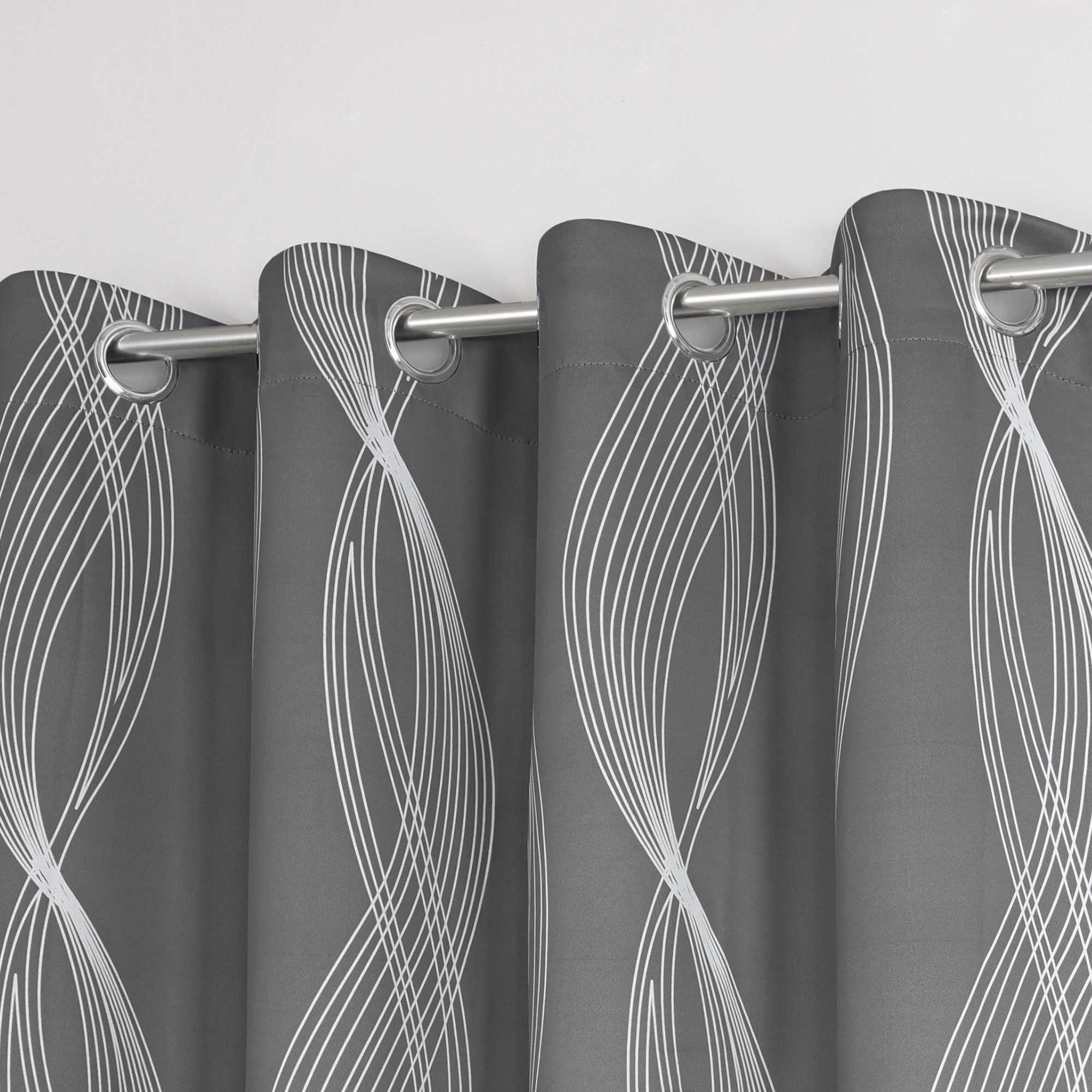 Verdunkelungsvorhänge Ösenschal Blickdichte Gardinen Modern Thermovorhang Wohnzimmer mit Wasserwellenmuster 1 Stück