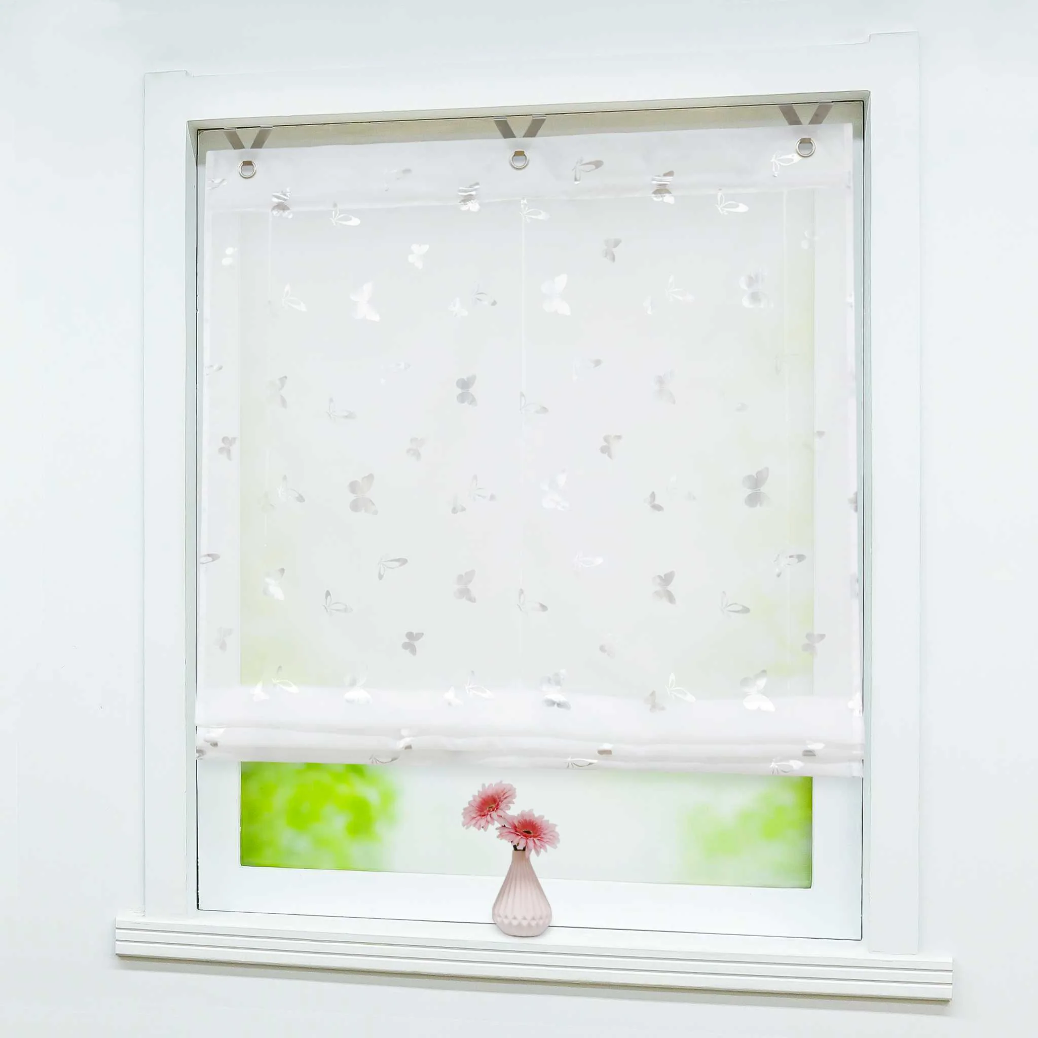 Raffrollo mit V-Haken Raffgardine mit leuchtendem Schmetterlingsmuster 1 stück