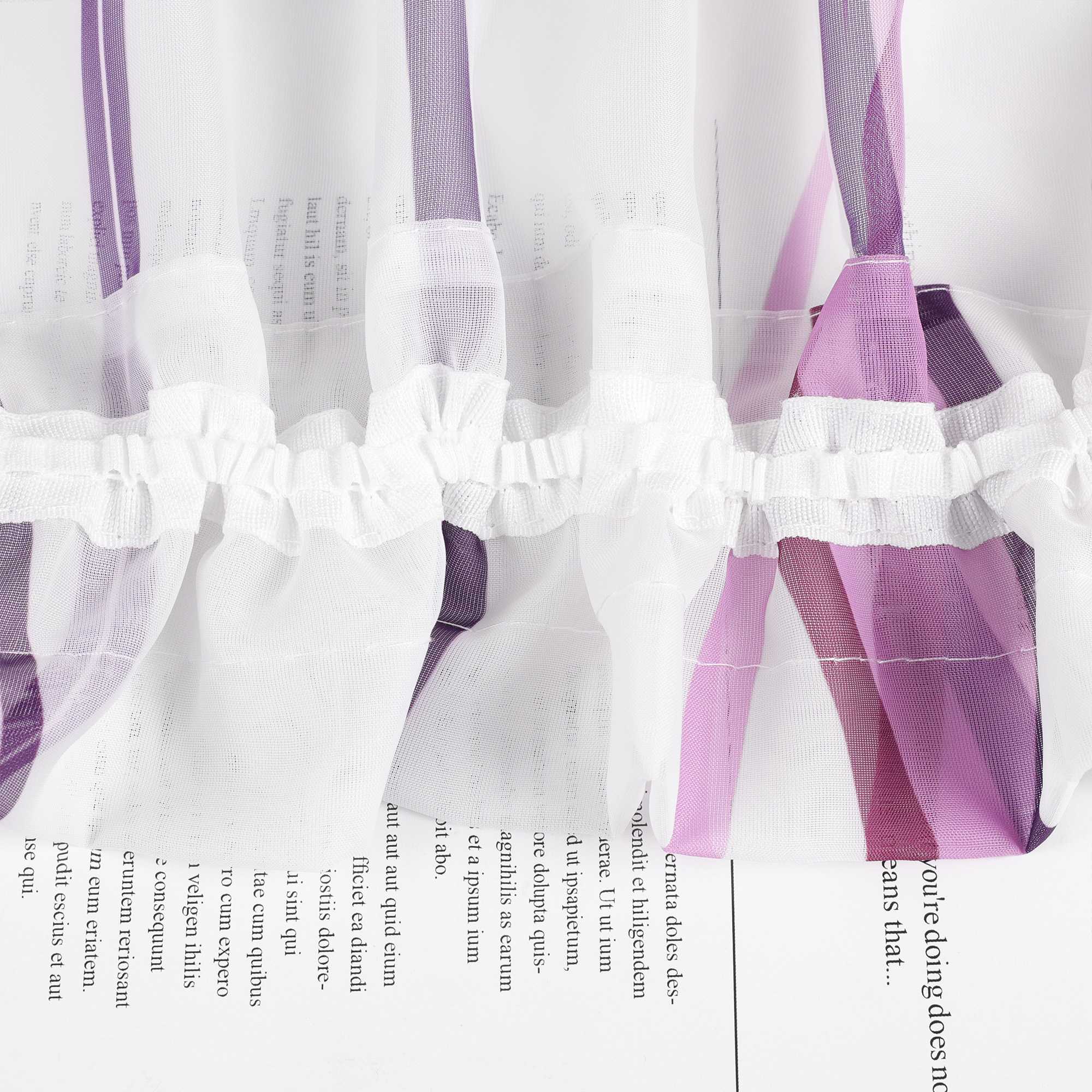 Scheibengardinen mit feinem Linienmuster transparent und luftig 2er Set | Perfekt für Küche