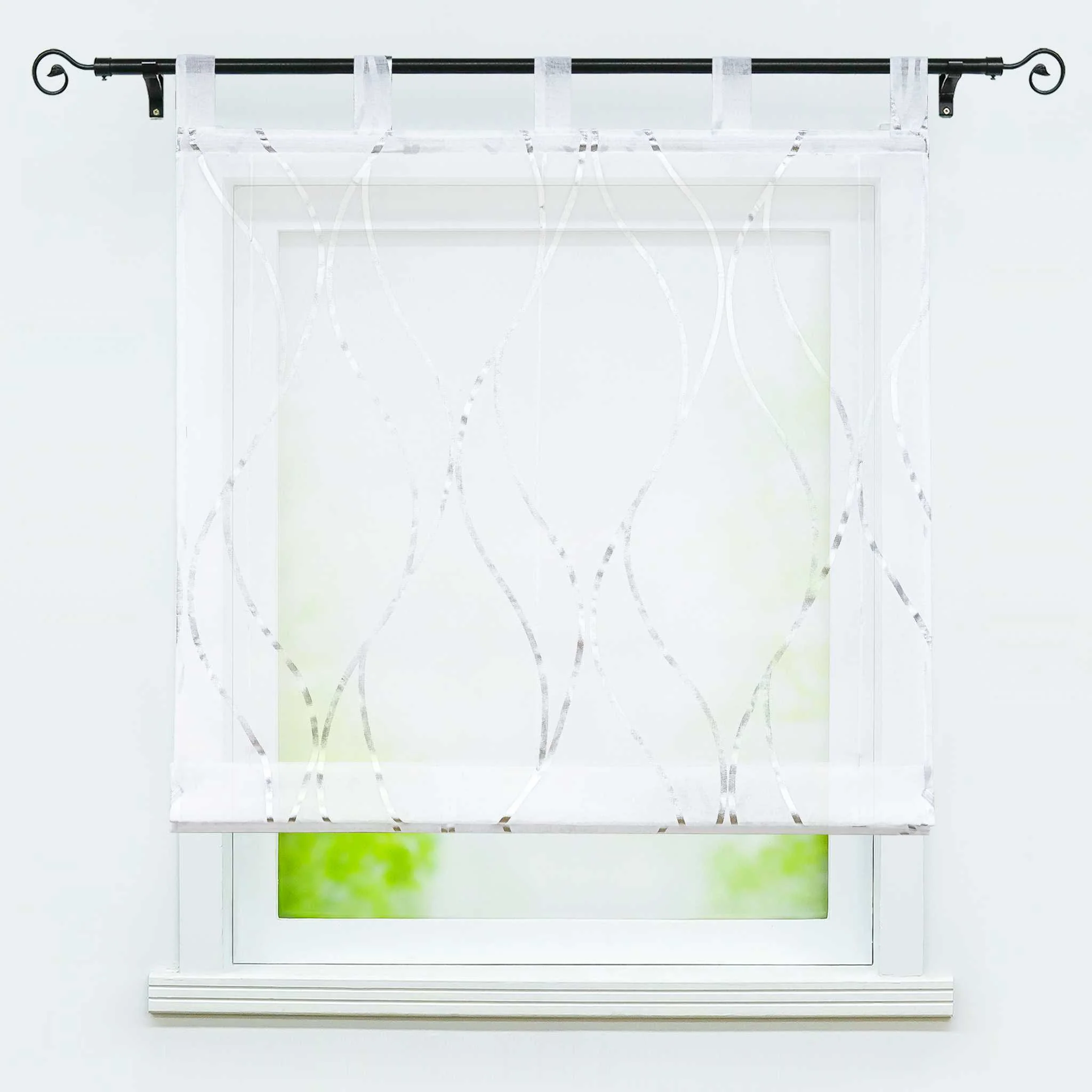 Transparenter Raffrollo mit dezentem Wellenmuster lichtdurchlässiger Vorhang 1 Stück