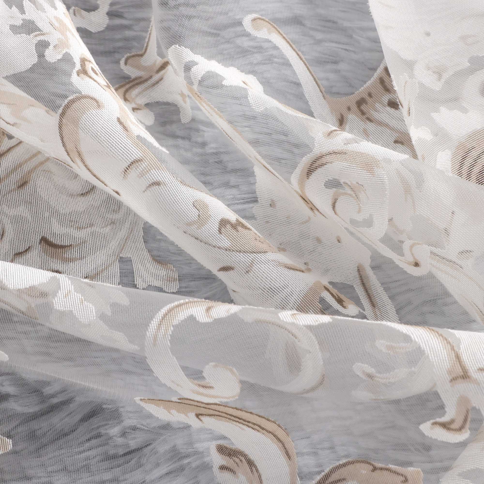 Eleganter Ösenschal mit Phönixblütenmuster | Transparente Voile Gardine für Schlafzimmer und Wohnzimmer