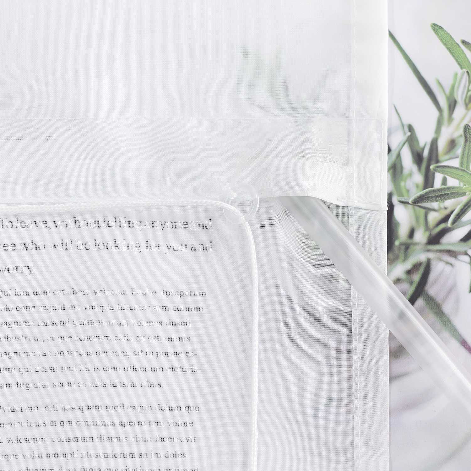 Raffrollo Voile Raffgardinen durch Tunnelzug Bändchenrollo Küche Gardinen Transparent Uni 1 Stück